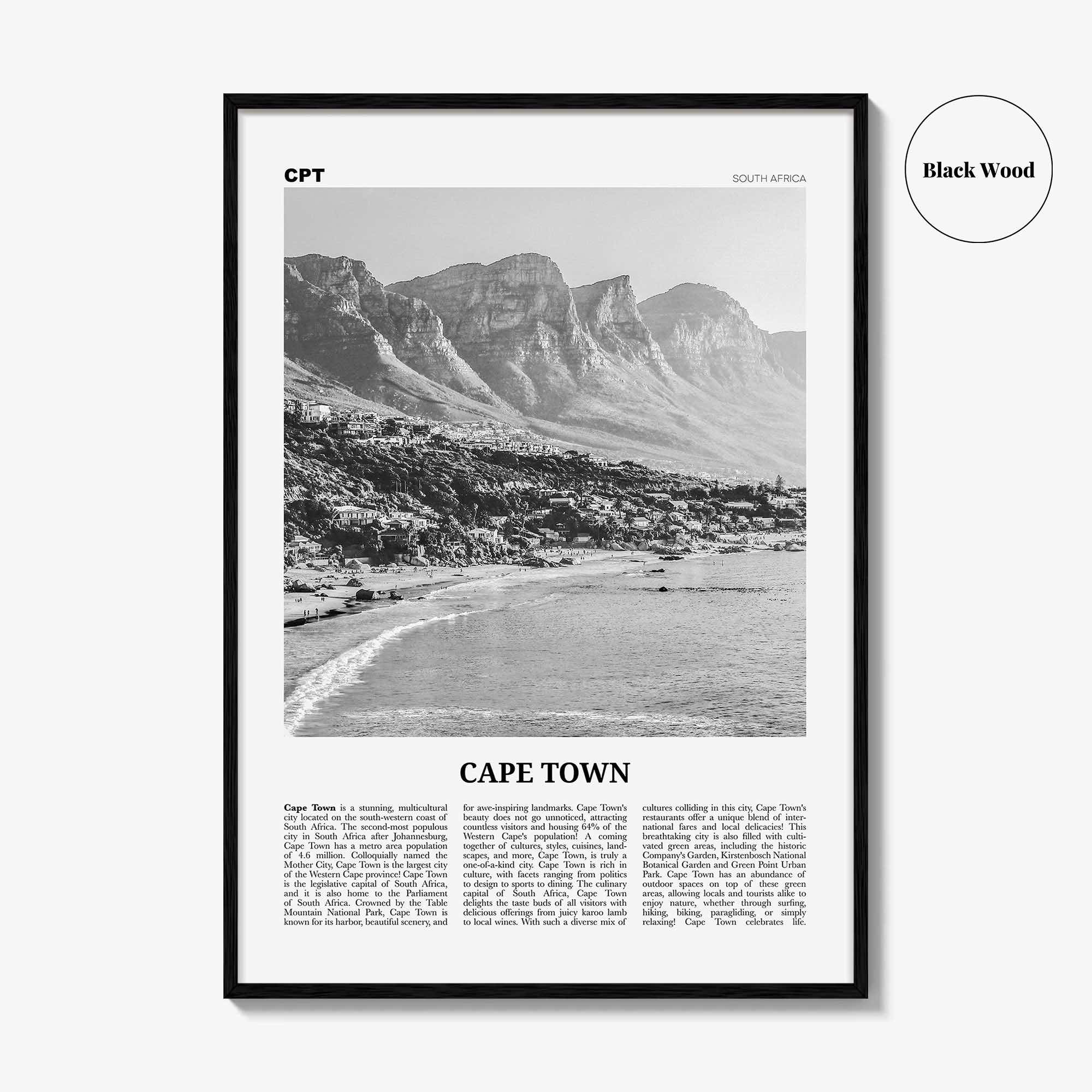 Cape Town Print Black and White No 1, Cape Town Wall Art, Cape Town Poster, Cape Town Photo, Cape Town Wall Decor, South Africa