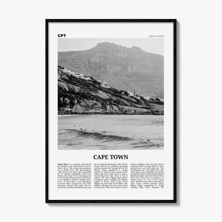 Cape Town Print Black and White No 2, Cape Town Wall Art, Cape Town Poster, Cape Town Photo, Cape Town Wall Decor, South Africa