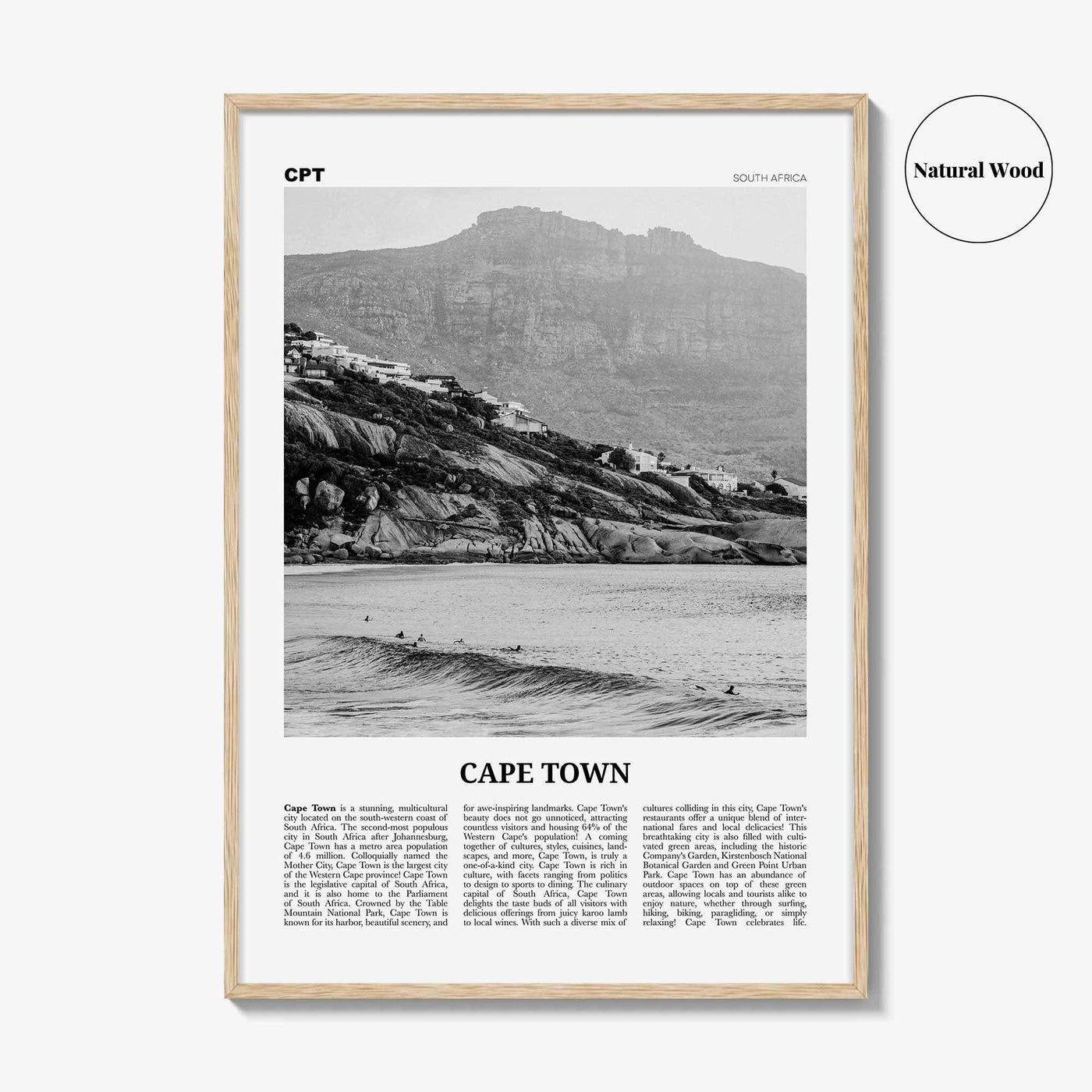 Cape Town Print Black and White No 2, Cape Town Wall Art, Cape Town Poster, Cape Town Photo, Cape Town Wall Decor, South Africa