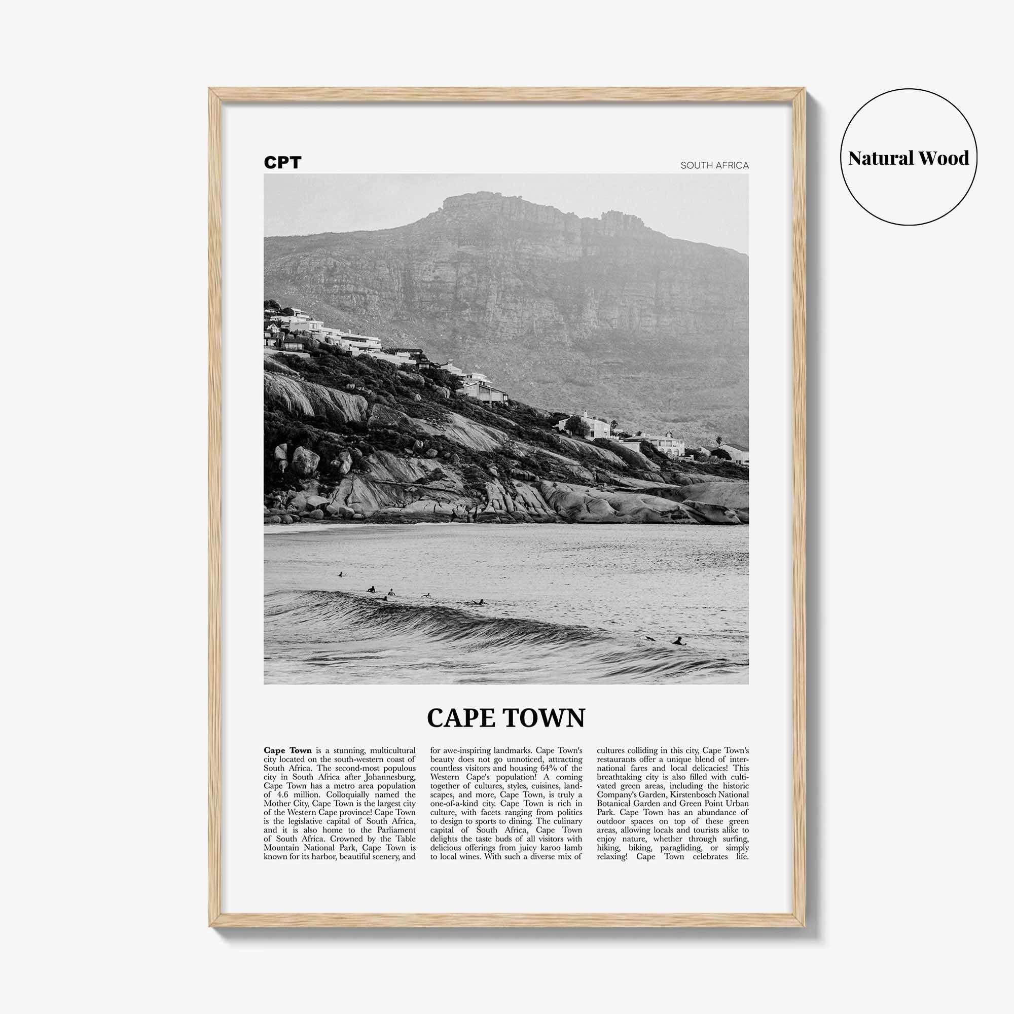 Cape Town Print Black and White No 2, Cape Town Wall Art, Cape Town Poster, Cape Town Photo, Cape Town Wall Decor, South Africa