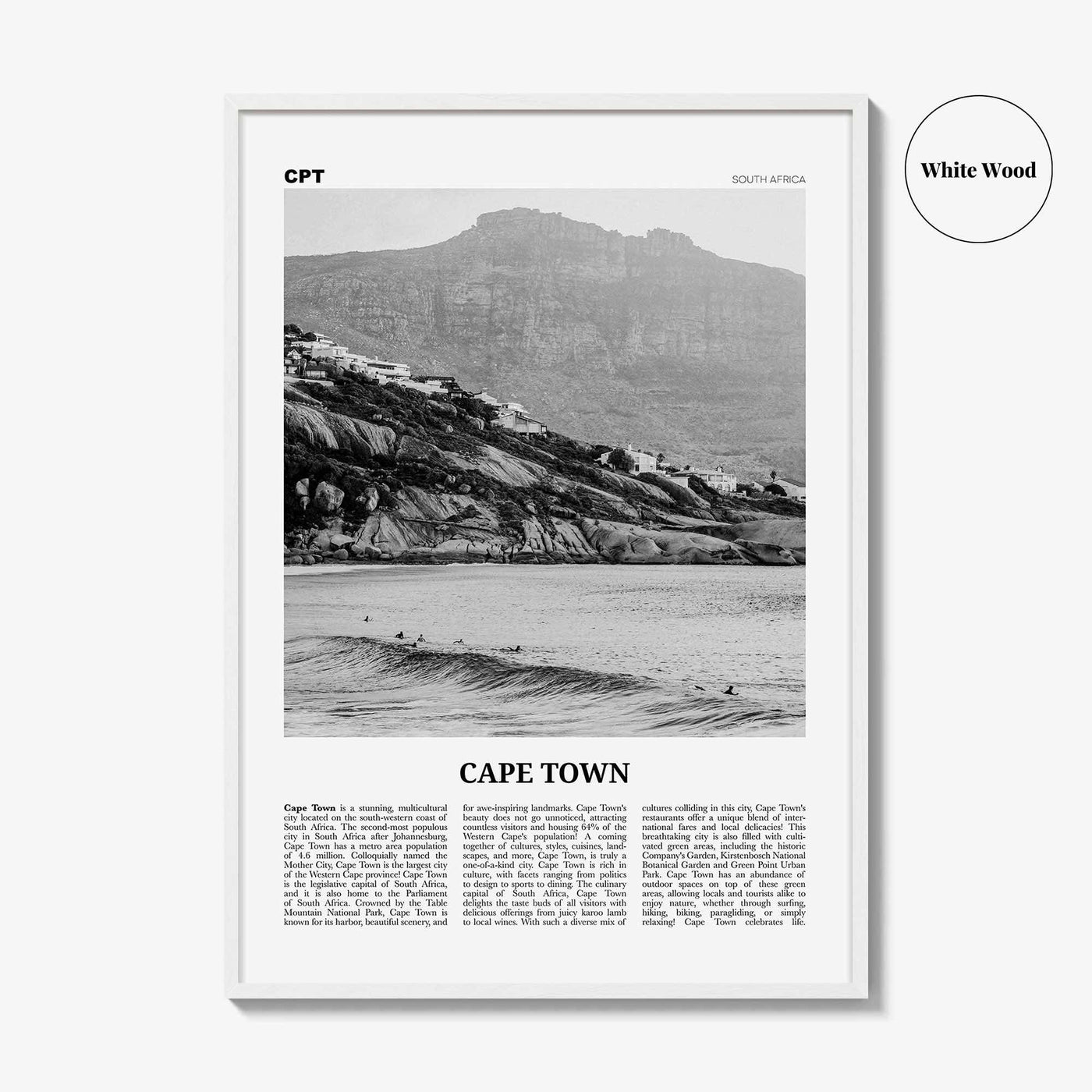 Cape Town Print Black and White No 2, Cape Town Wall Art, Cape Town Poster, Cape Town Photo, Cape Town Wall Decor, South Africa