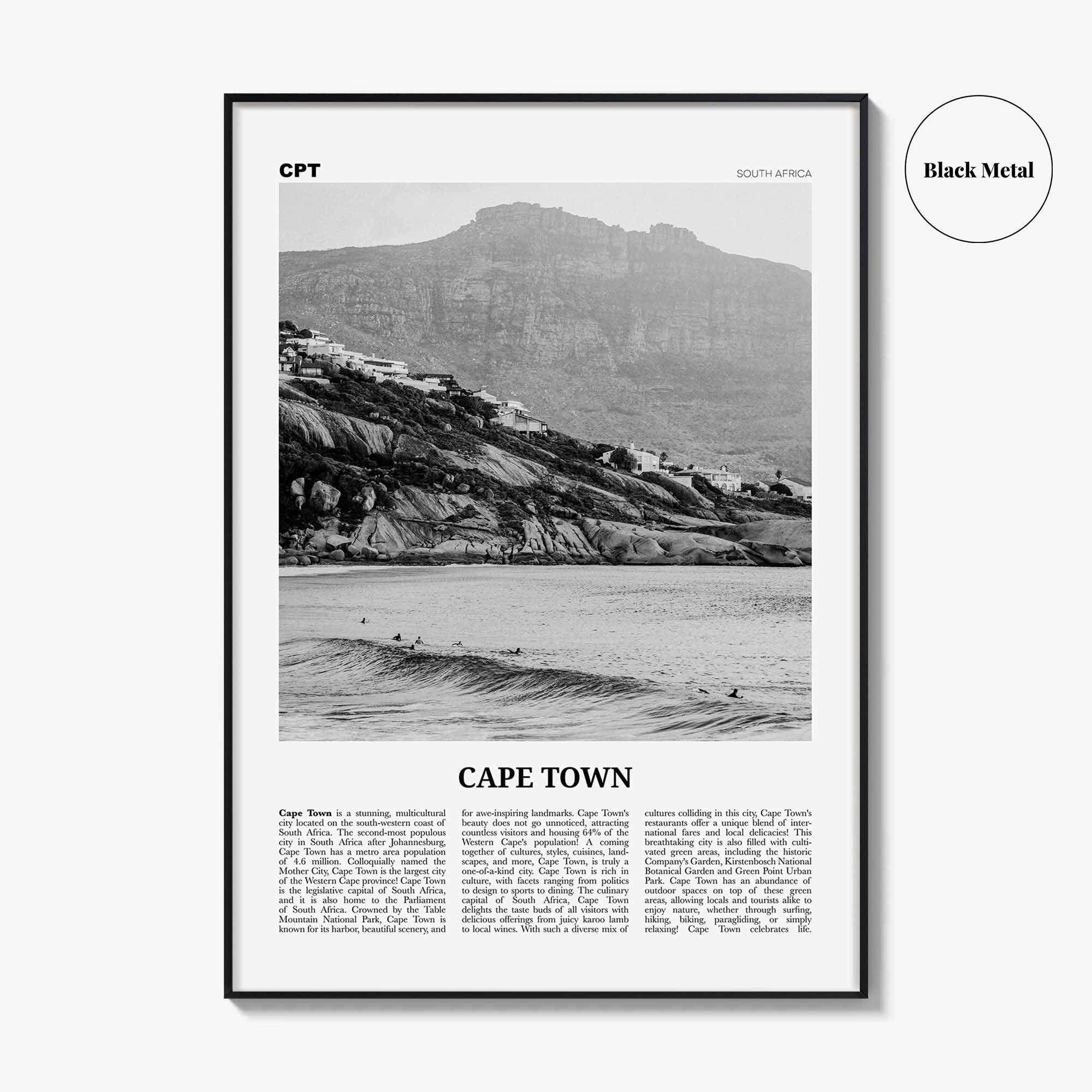 Cape Town Print Black and White No 2, Cape Town Wall Art, Cape Town Poster, Cape Town Photo, Cape Town Wall Decor, South Africa