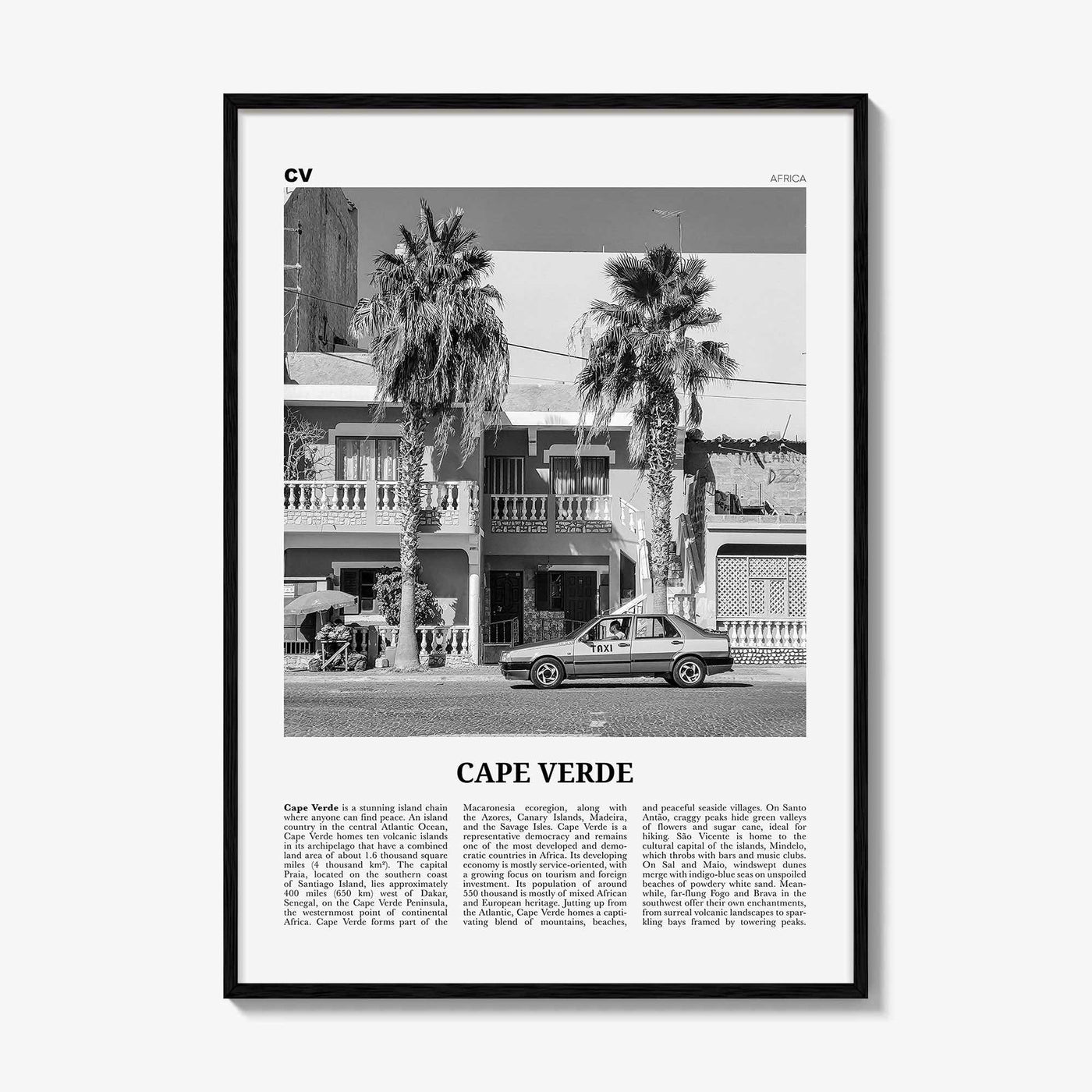 Cape Verde Print Black and White No 2, Cape Verde Wall Art, Cape Verde Poster, Cape Verde Photo, Praia, Cabo Verde, Kabu Verdi, Portugal