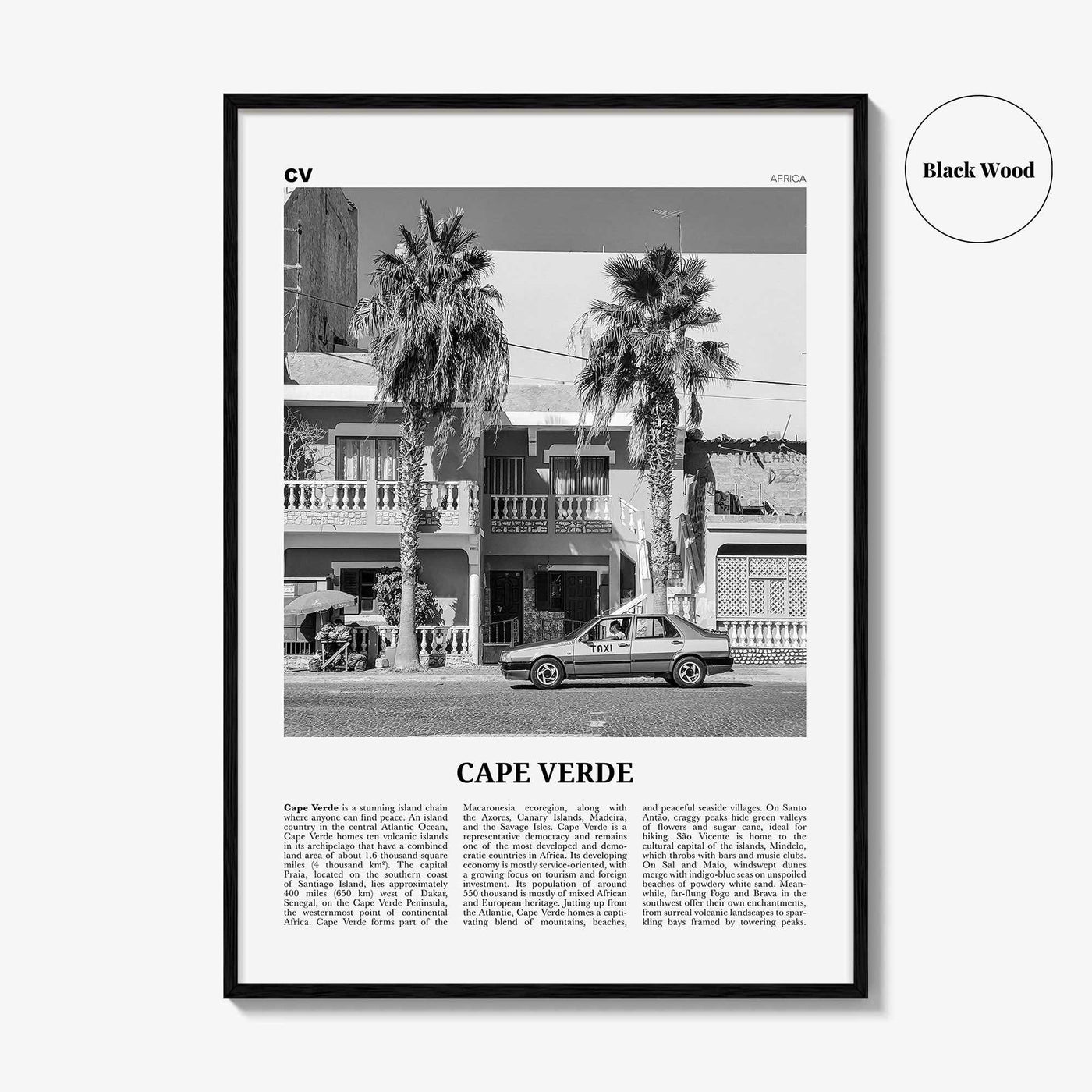 Cape Verde Print Black and White No 2, Cape Verde Wall Art, Cape Verde Poster, Cape Verde Photo, Praia, Cabo Verde, Kabu Verdi, Portugal