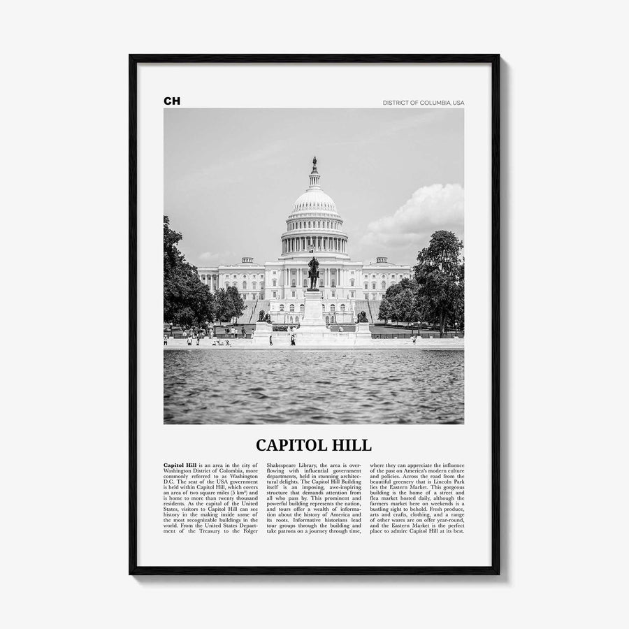 Capitol Hill Print Black and White, Capitol Hill Wall Art, Capitol Hill Poster, Capitol Hill Photo, Capitol Hill Map, Washington