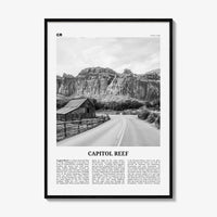 Capitol Reef National Park Print Black and White, Capitol Reef Wall Art, Capitol Reef Poster, Capitol Reef Photo, Utah, USA, United States