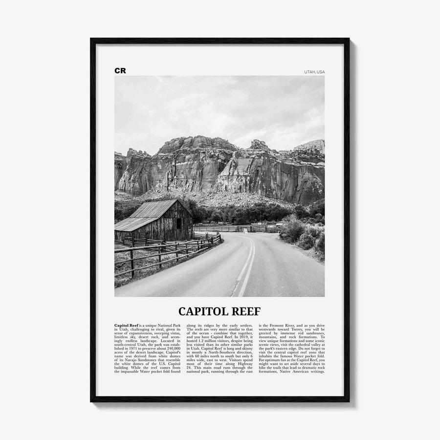 Capitol Reef National Park Print Black and White, Capitol Reef Wall Art, Capitol Reef Poster, Capitol Reef Photo, Utah, USA, United States