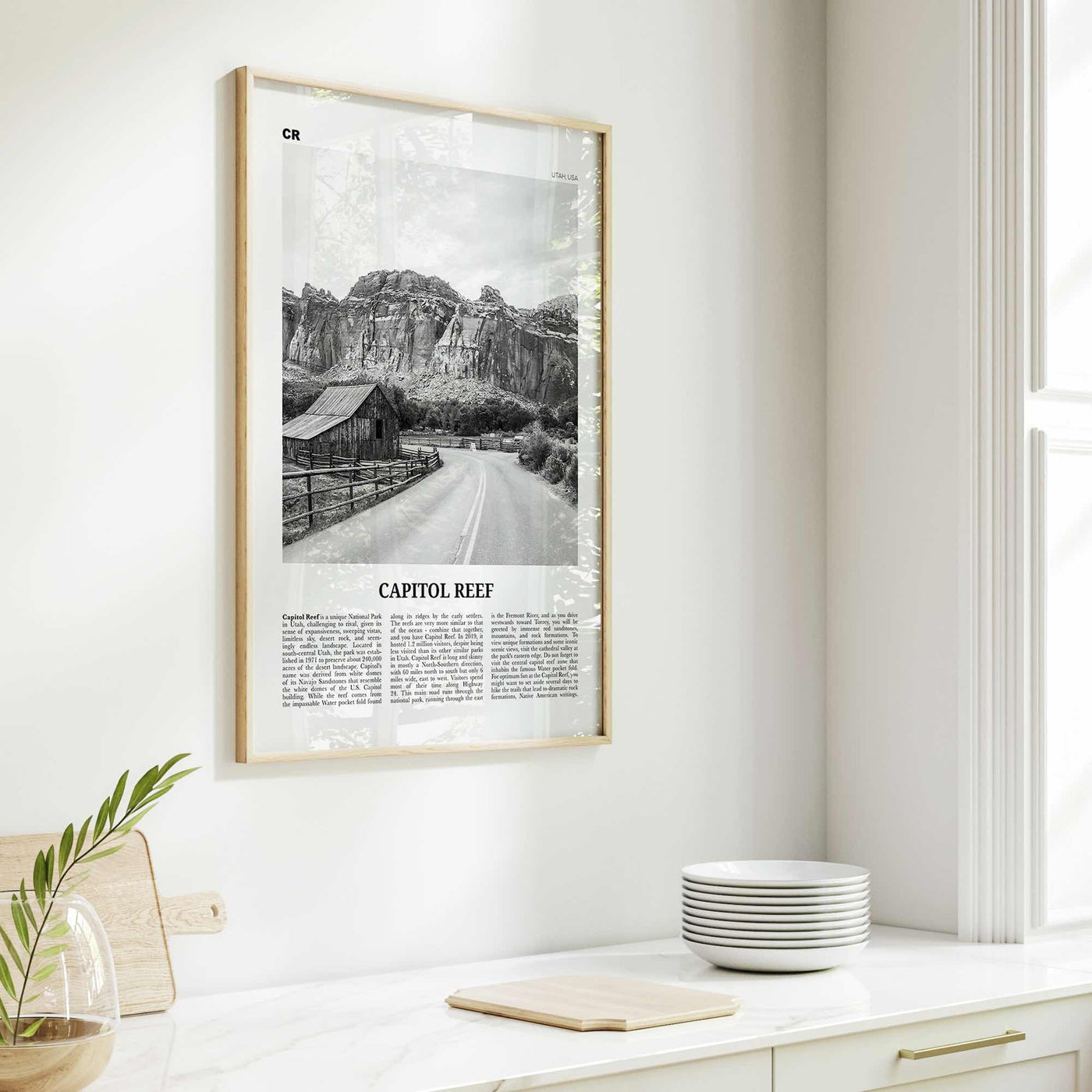 Capitol Reef National Park Print Black and White, Capitol Reef Wall Art, Capitol Reef Poster, Capitol Reef Photo, Utah, USA, United States