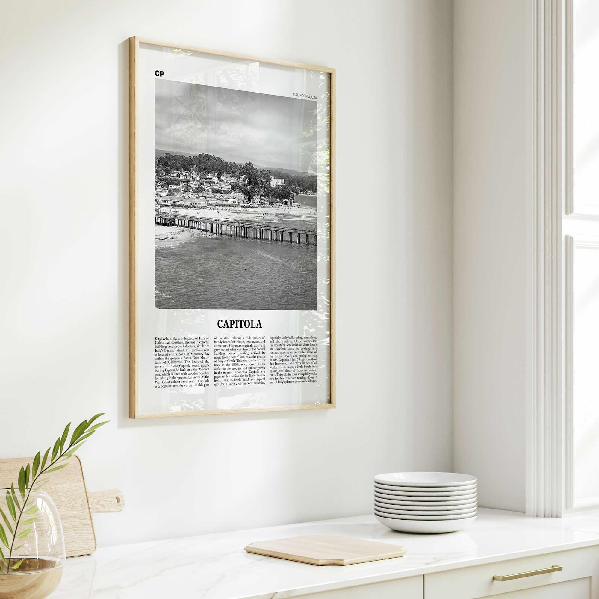 Capitola Print Black and White, Capitola Wall Art, Capitola Poster, Capitola Photo, Capitola, California, USA, United States, North America