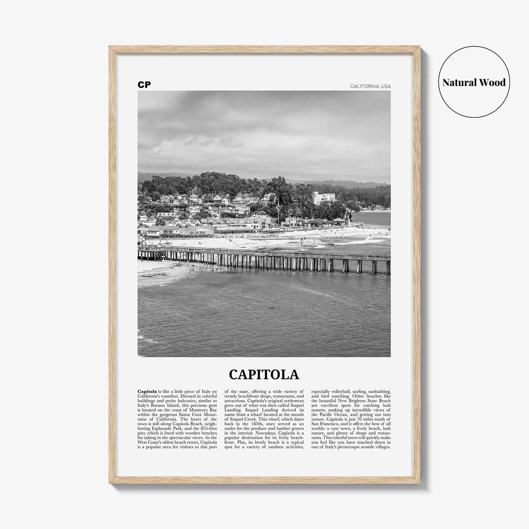 Capitola Print Black and White, Capitola Wall Art, Capitola Poster, Capitola Photo, Capitola, California, USA, United States, North America