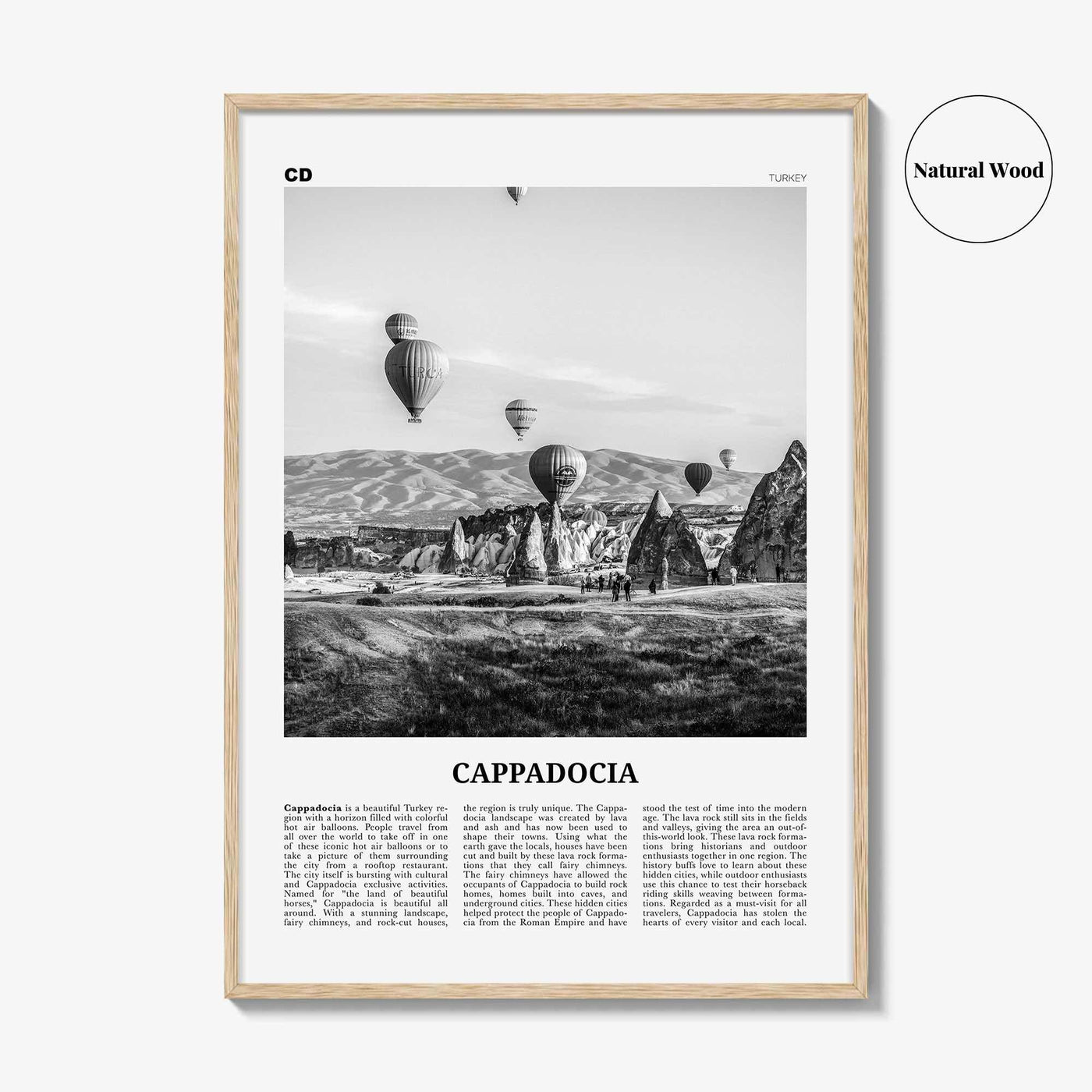 Cappadocia Print Black and White, Cappadocia Wall Art, Cappadocia Poster, Cappadocia Photo, Cappadocia Wall Décor, Cappadocia Map, Turkey