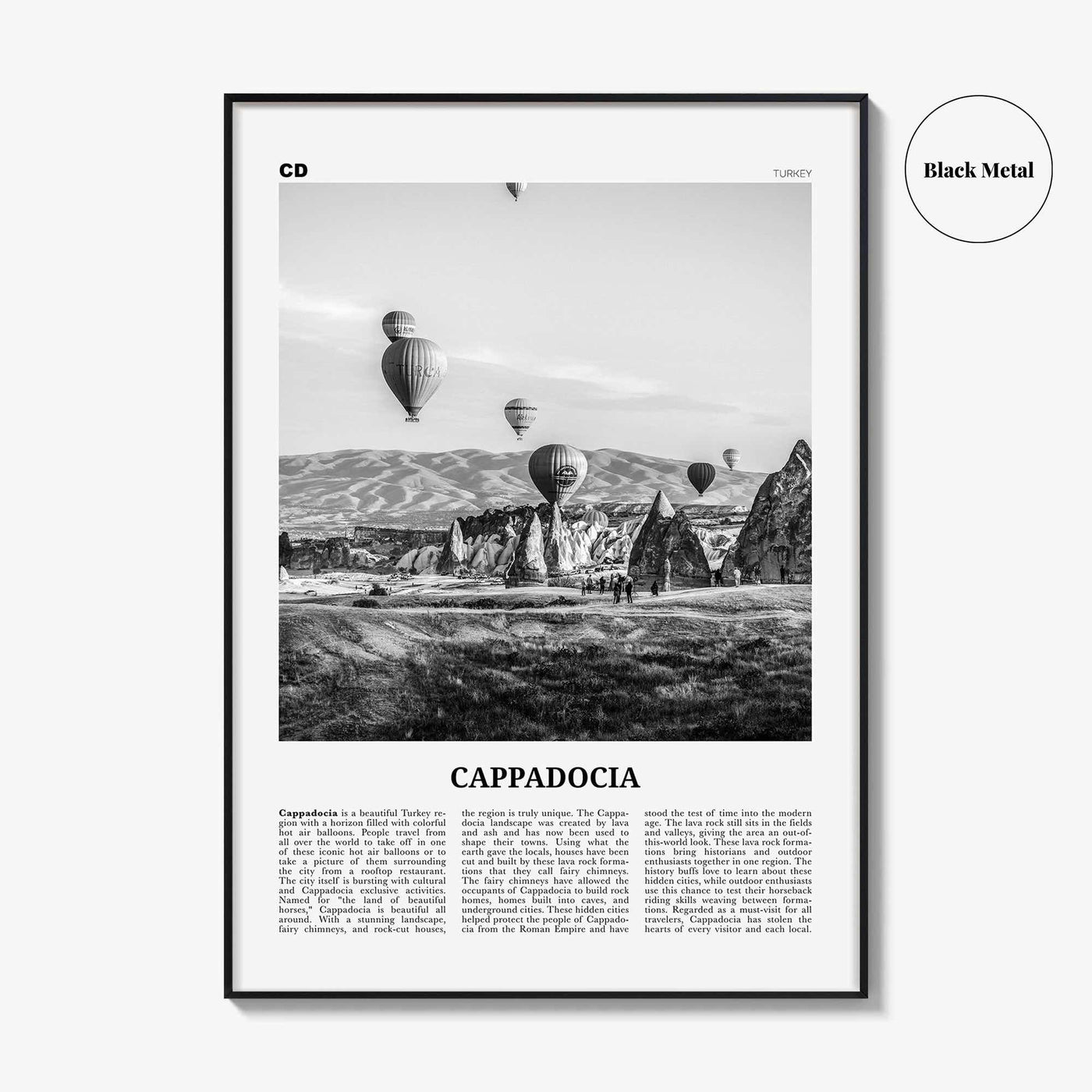 Cappadocia Print Black and White, Cappadocia Wall Art, Cappadocia Poster, Cappadocia Photo, Cappadocia Wall Décor, Cappadocia Map, Turkey