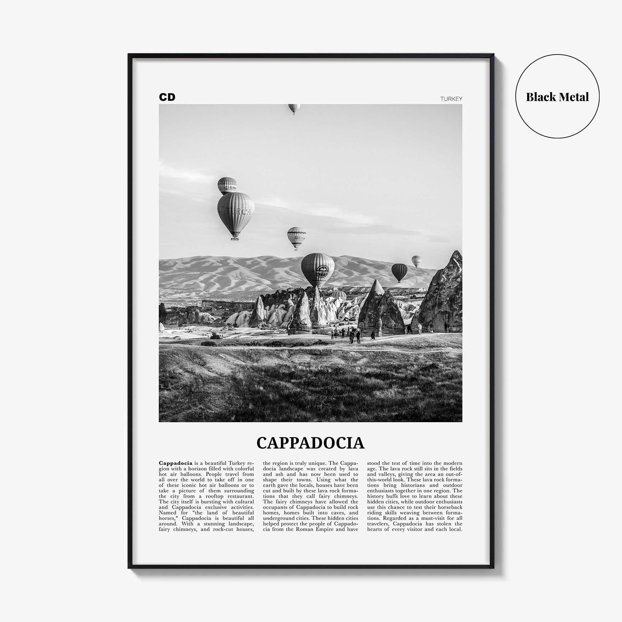 Cappadocia Print Black and White, Cappadocia Wall Art, Cappadocia Poster, Cappadocia Photo, Cappadocia Wall Décor, Cappadocia Map, Turkey