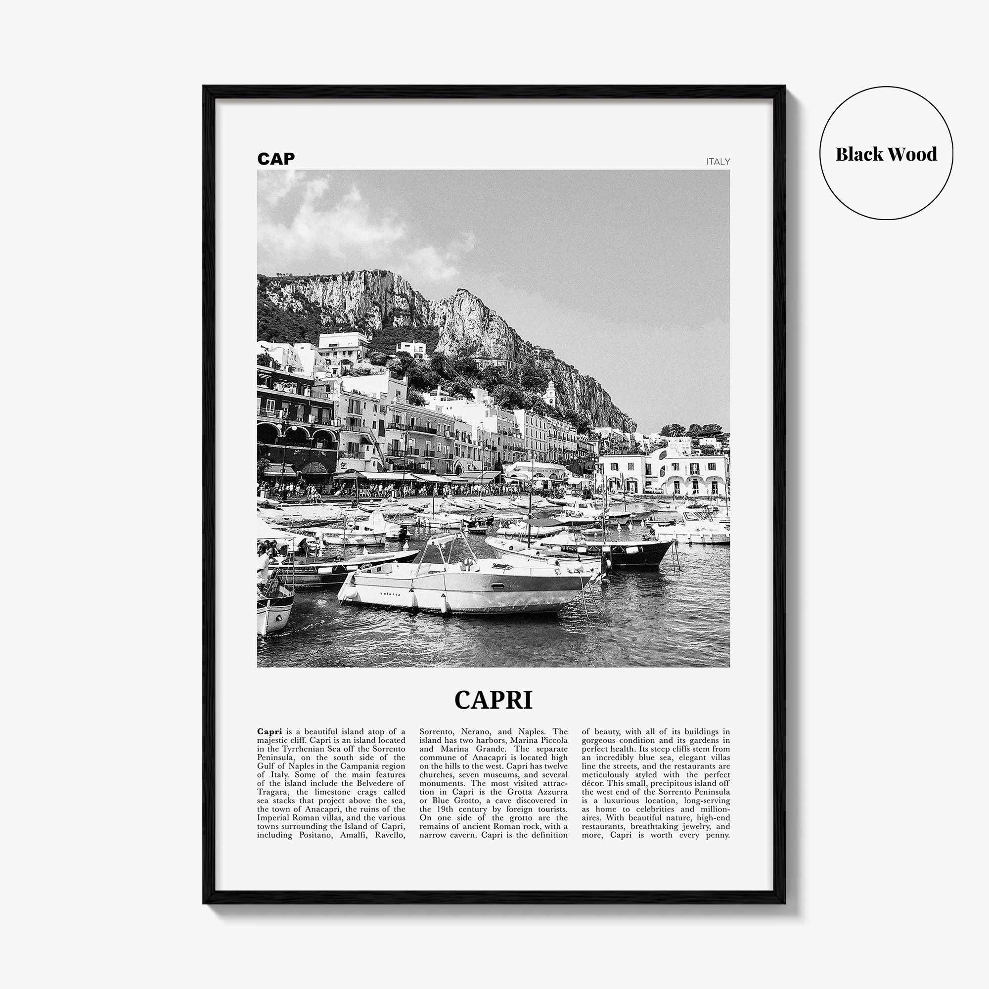 Capri Print Black and White, Capri Wall Art, Capri Poster, Capri Photo, Capri Wall Decor, Italy, Naples, Campania, Italia, Europe