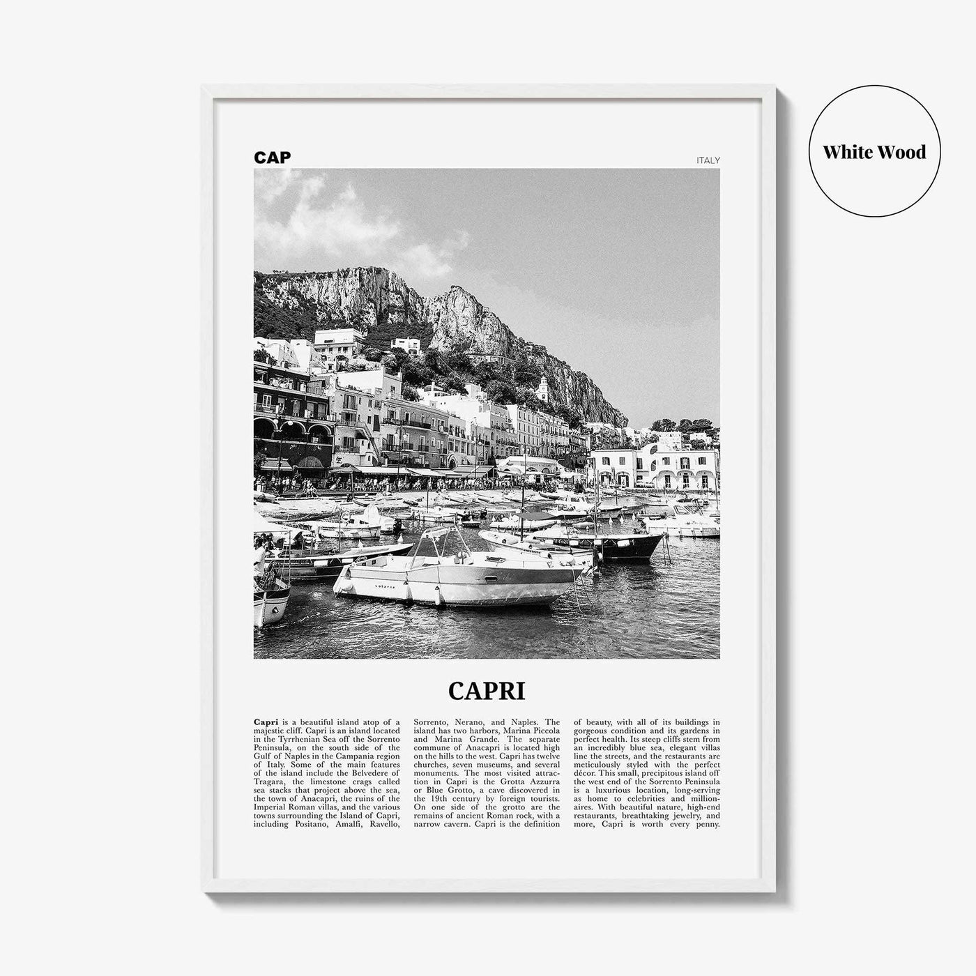Capri Print Black and White, Capri Wall Art, Capri Poster, Capri Photo, Capri Wall Decor, Italy, Naples, Campania, Italia, Europe