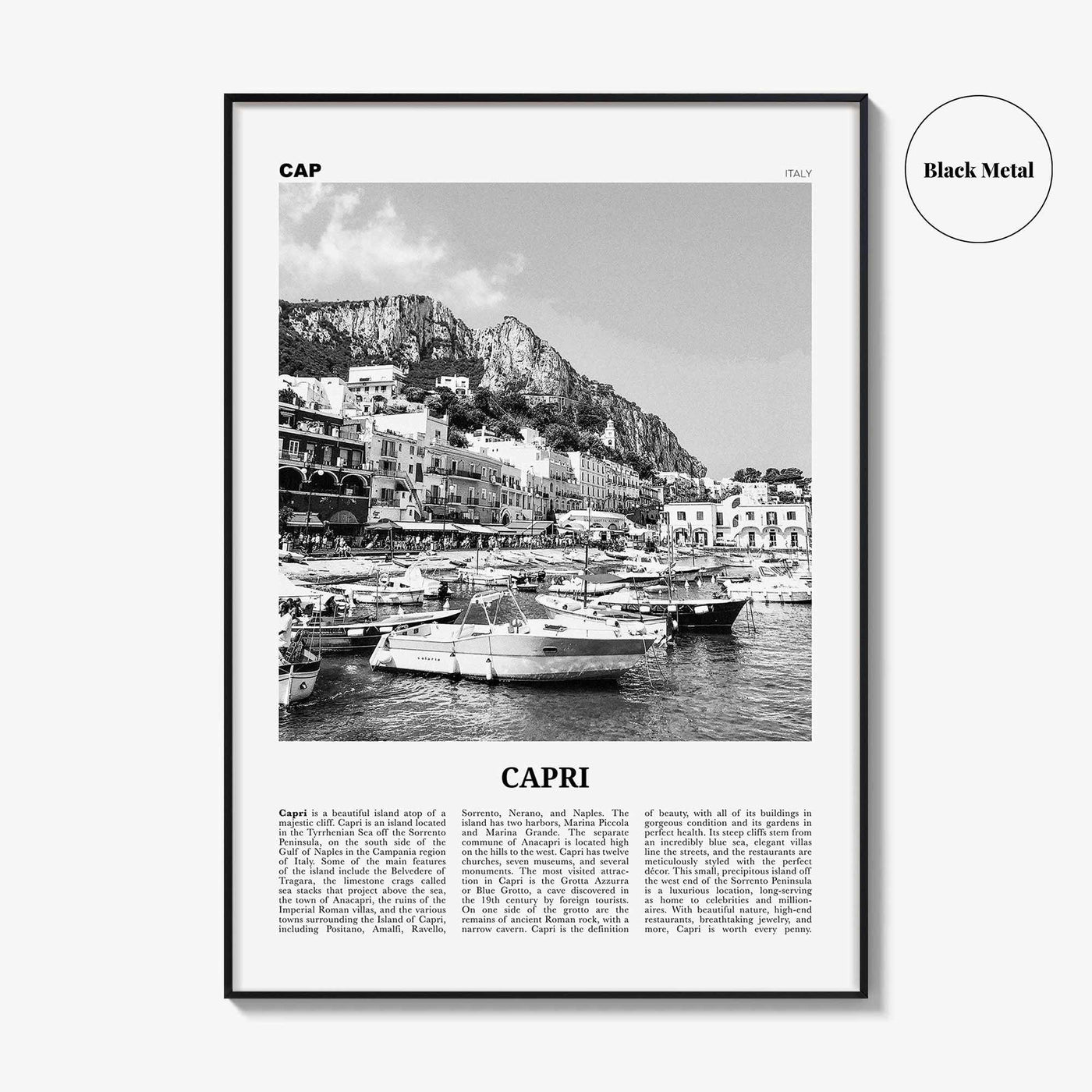 Capri Print Black and White, Capri Wall Art, Capri Poster, Capri Photo, Capri Wall Decor, Italy, Naples, Campania, Italia, Europe