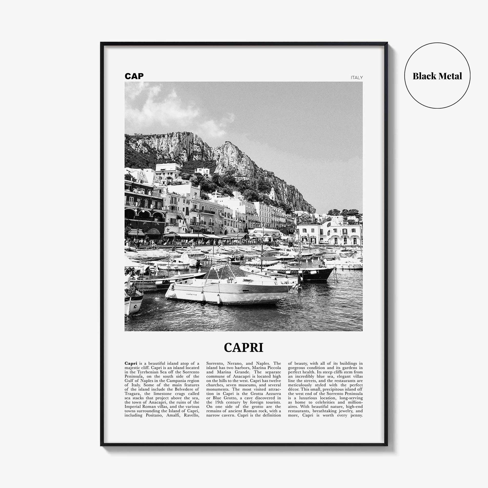Capri Print Black and White, Capri Wall Art, Capri Poster, Capri Photo, Capri Wall Decor, Italy, Naples, Campania, Italia, Europe