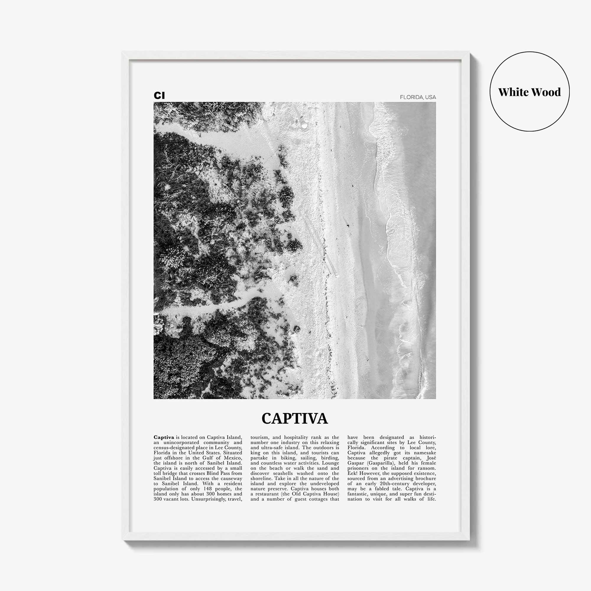 Captiva Print Black and White No 1, Captiva Island Wall Art, Captiva Island Poster, Captiva Island Photo, Florida, USA, United States