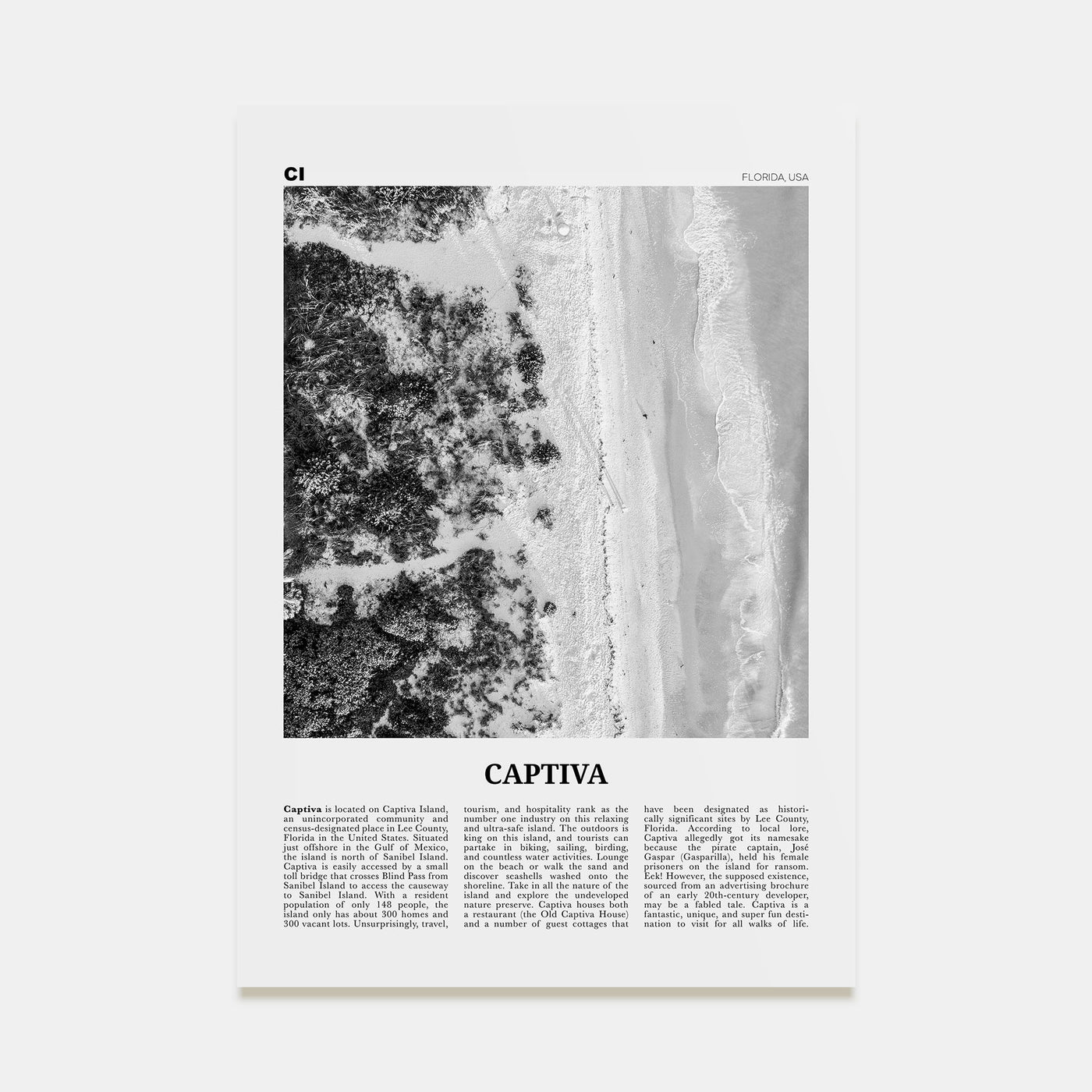 Captiva Travel B&W No 1 Poster