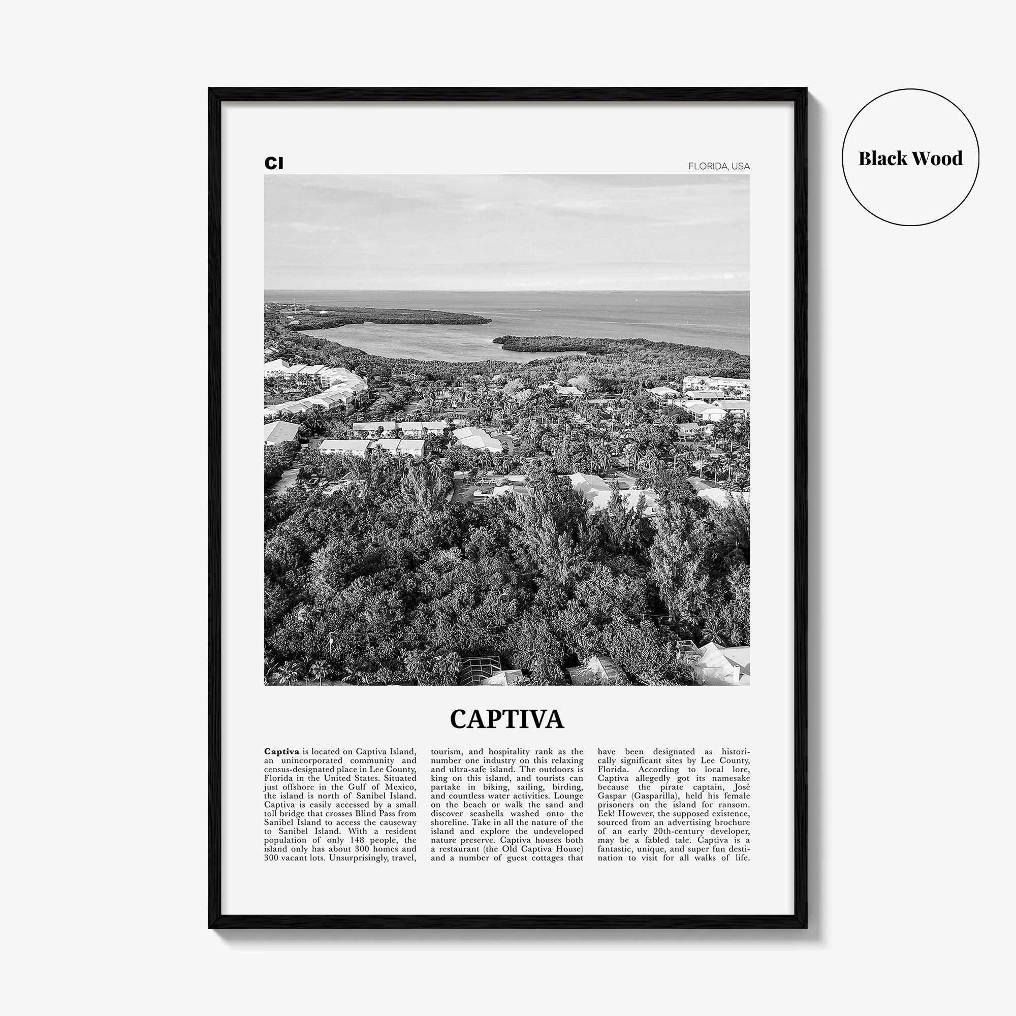 Captiva Print Black and White No 2, Captiva Island Wall Art, Captiva Island Poster, Captiva Island Photo, Florida, USA, United States