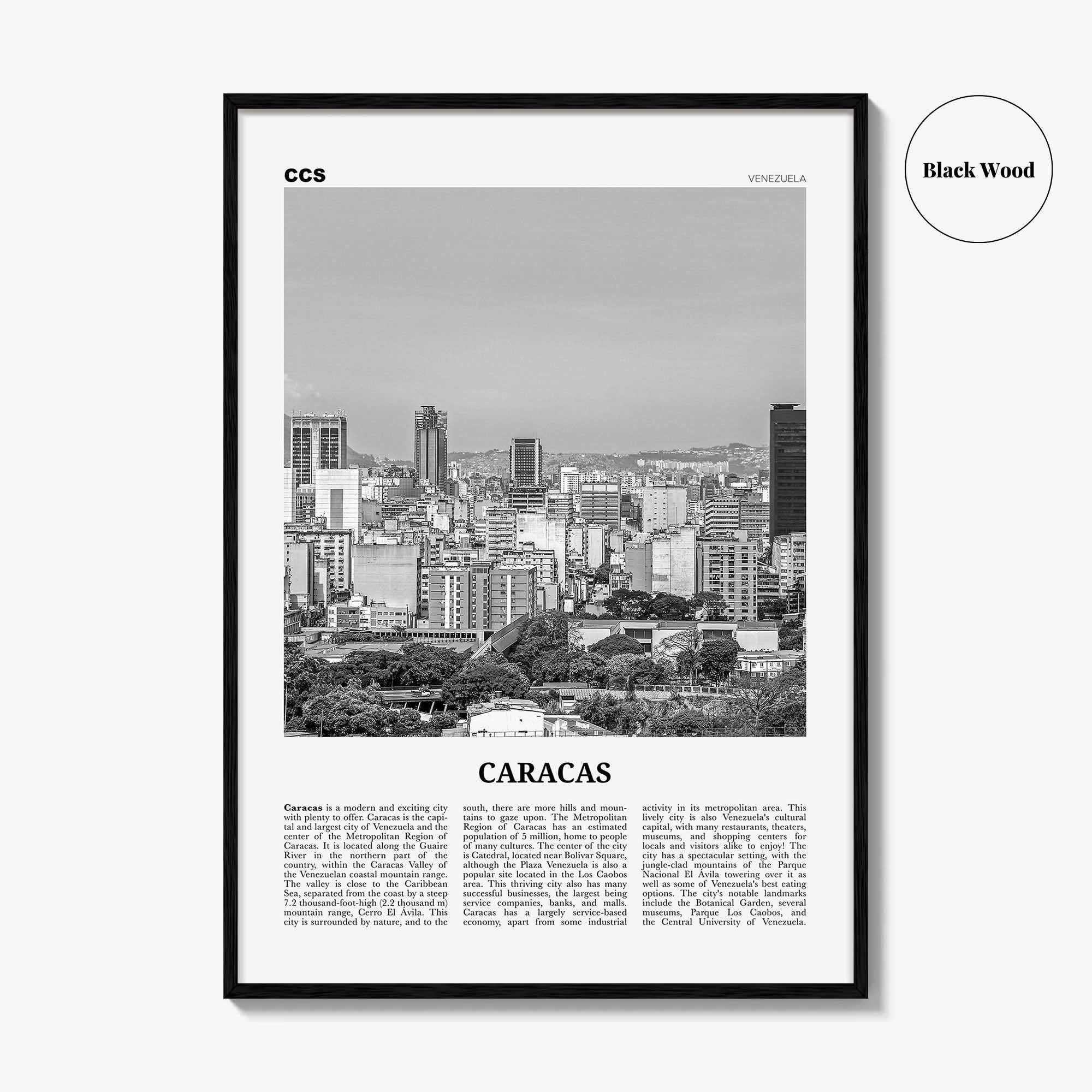 Caracas Print Black and White No 1, Caracas Wall Art, Caracas Poster, Caracas Photo, Caracas Decor, Venezuela, Santiago de León
