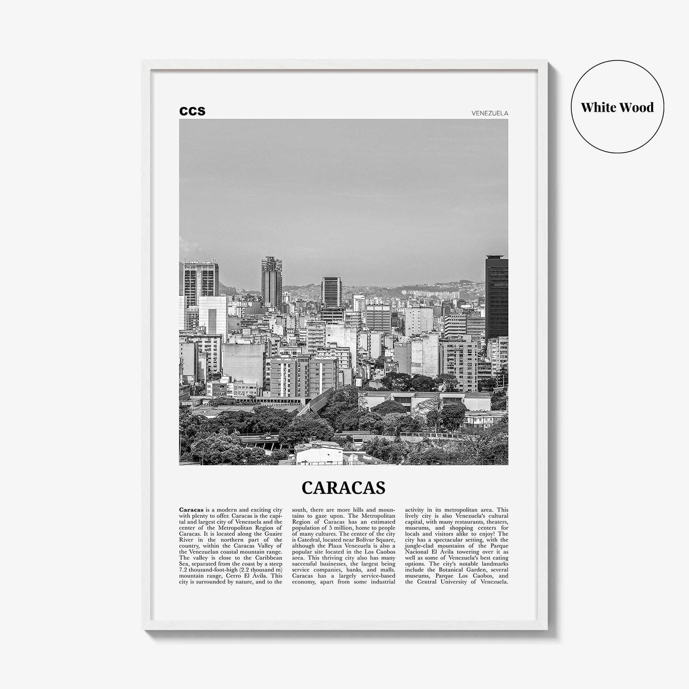 Caracas Print Black and White No 1, Caracas Wall Art, Caracas Poster, Caracas Photo, Caracas Decor, Venezuela, Santiago de León