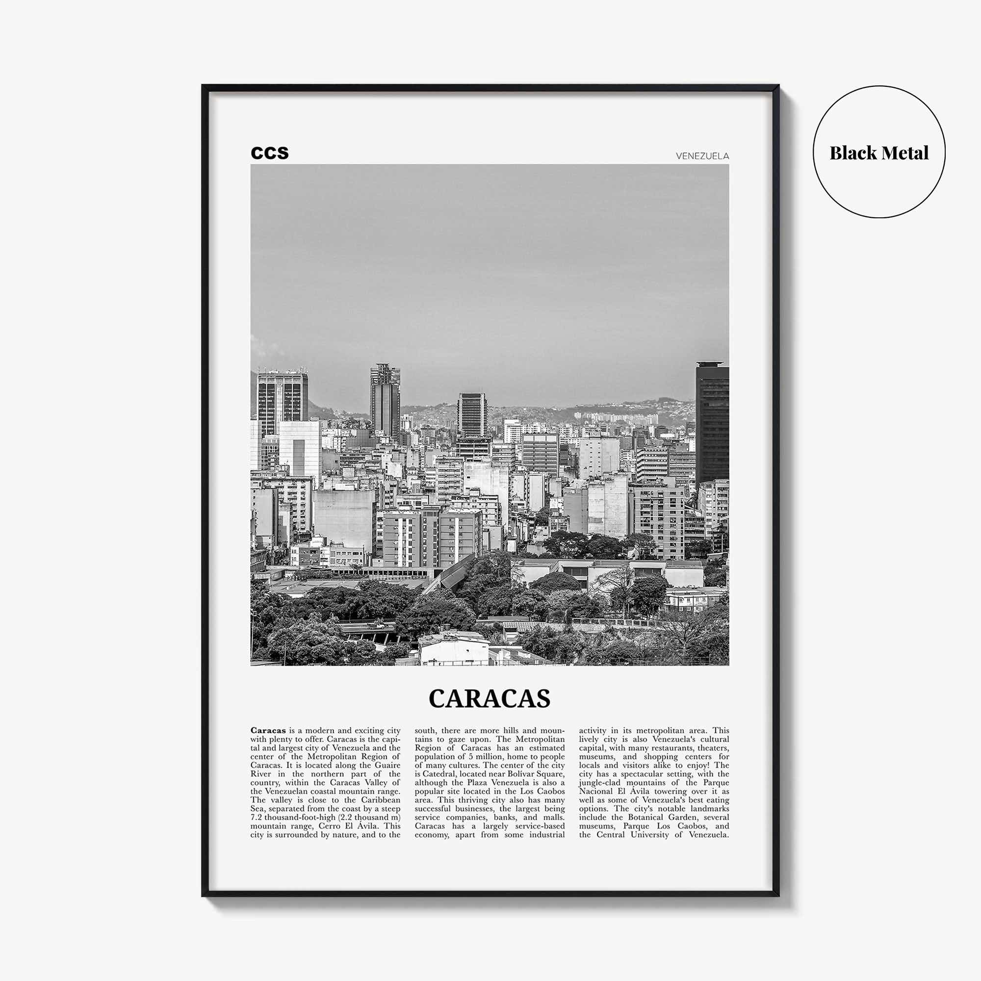 Caracas Print Black and White No 1, Caracas Wall Art, Caracas Poster, Caracas Photo, Caracas Decor, Venezuela, Santiago de León