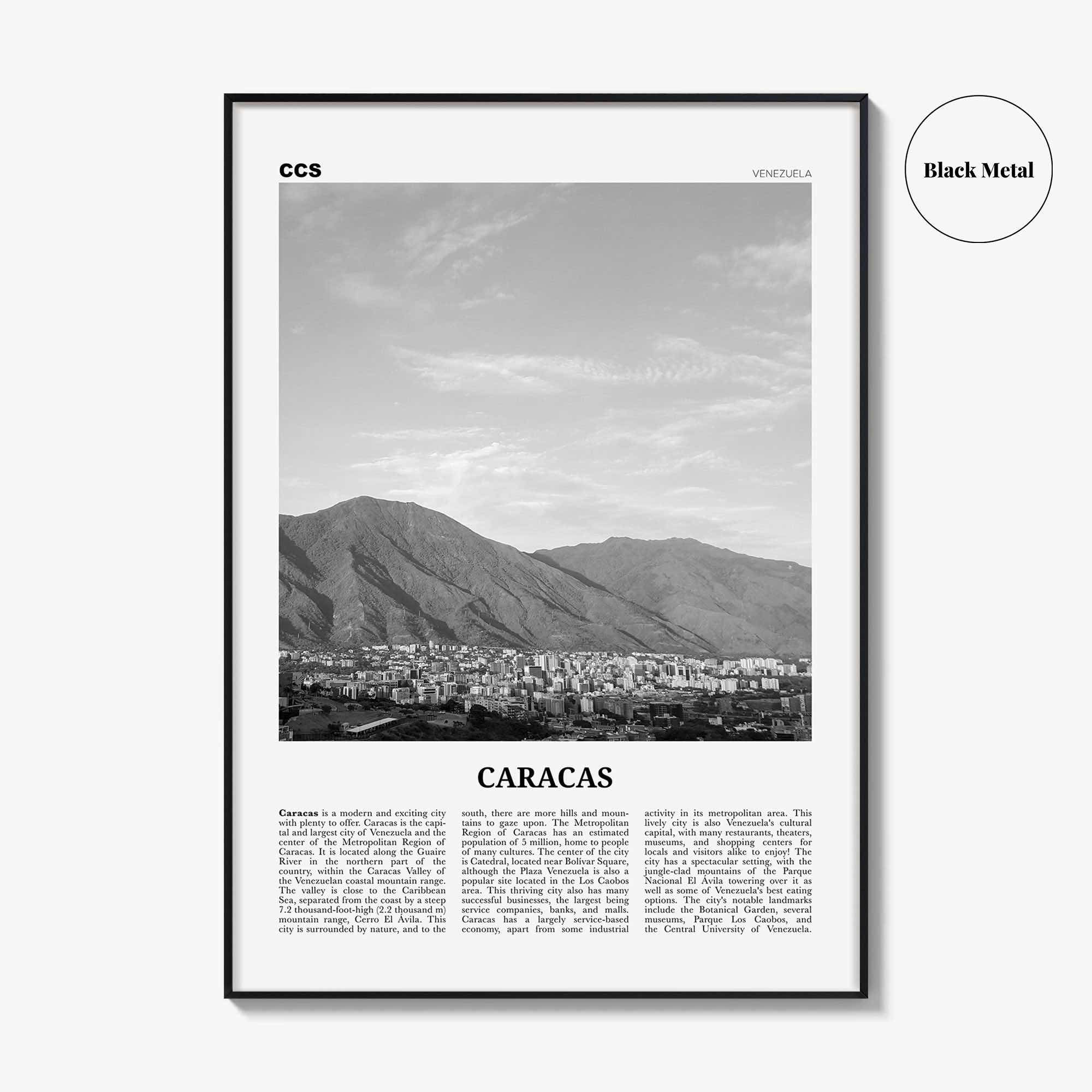 Caracas Print Black and White No 4, Caracas Wall Art, Caracas Poster, Caracas Photo, Caracas Wall Décor, Caracas Map, Venezuela
