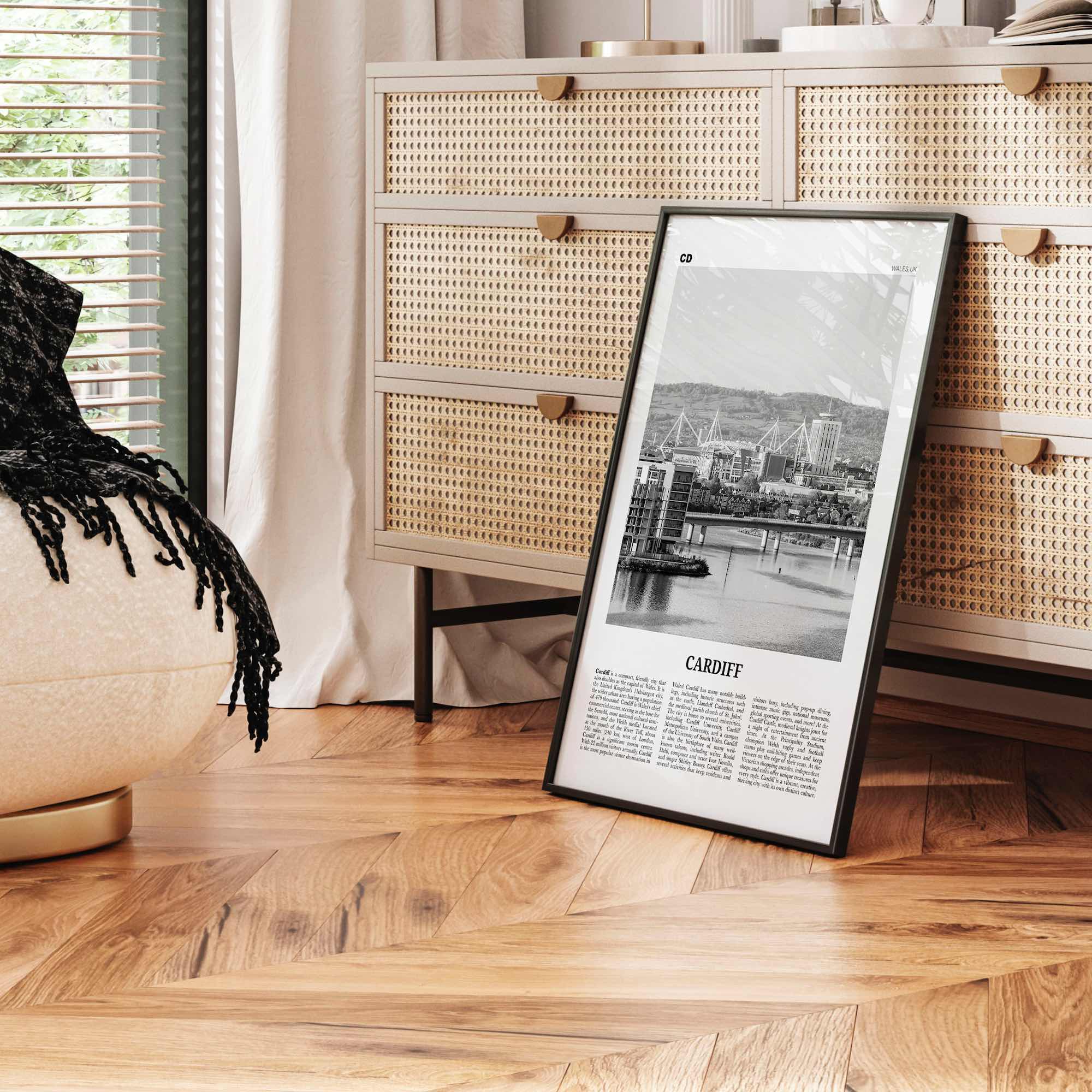 Cardiff Print Black and White, Cardiff Wall Art, Cardiff Poster, Cardiff Photo, Cardiff Wall Decor, Wales, UK, United Kingdom, Europe