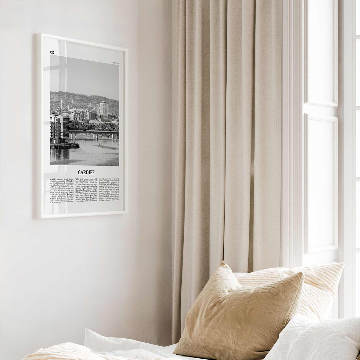 Cardiff Print Black and White, Cardiff Wall Art, Cardiff Poster, Cardiff Photo, Cardiff Wall Decor, Wales, UK, United Kingdom, Europe