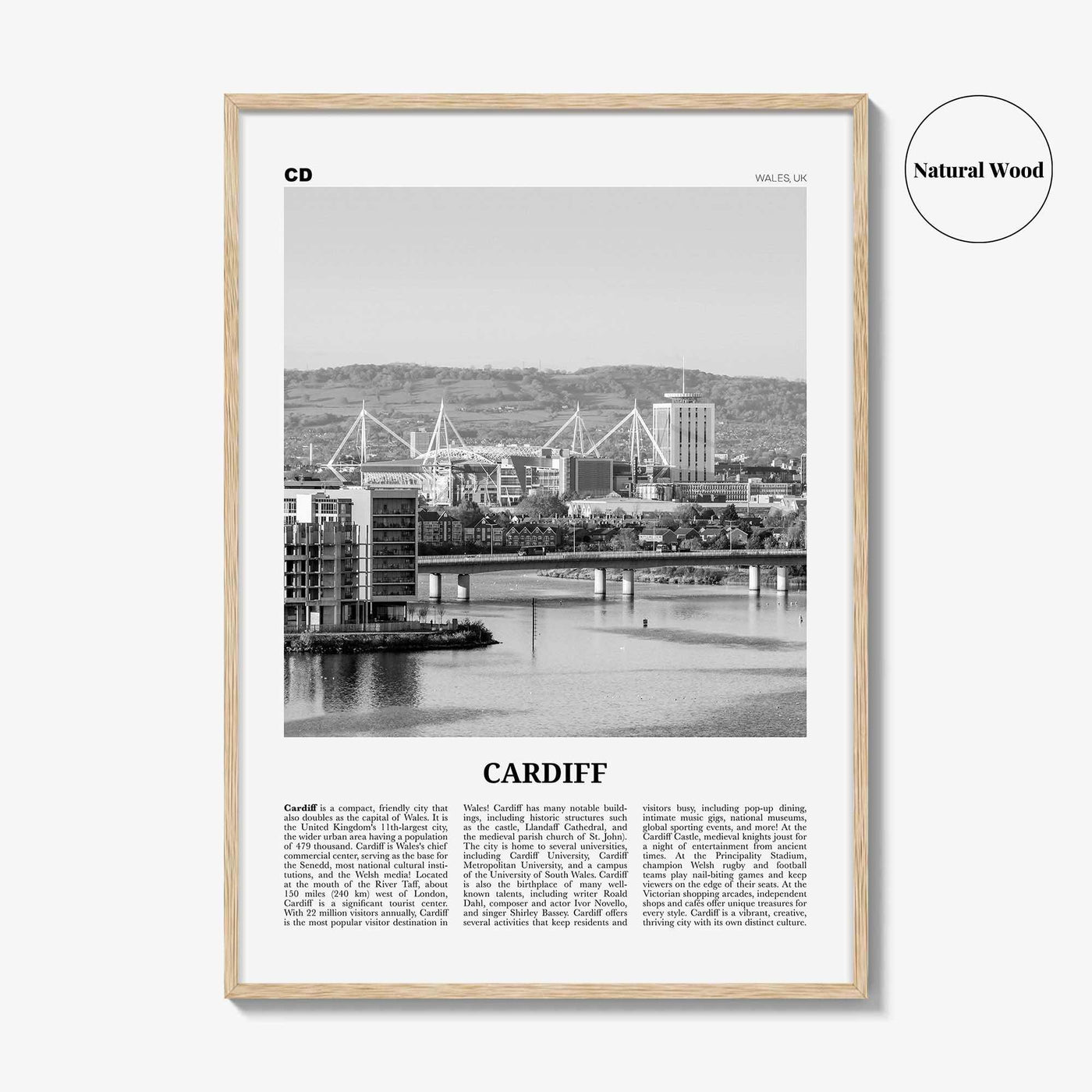 Cardiff Print Black and White, Cardiff Wall Art, Cardiff Poster, Cardiff Photo, Cardiff Wall Decor, Wales, UK, United Kingdom, Europe