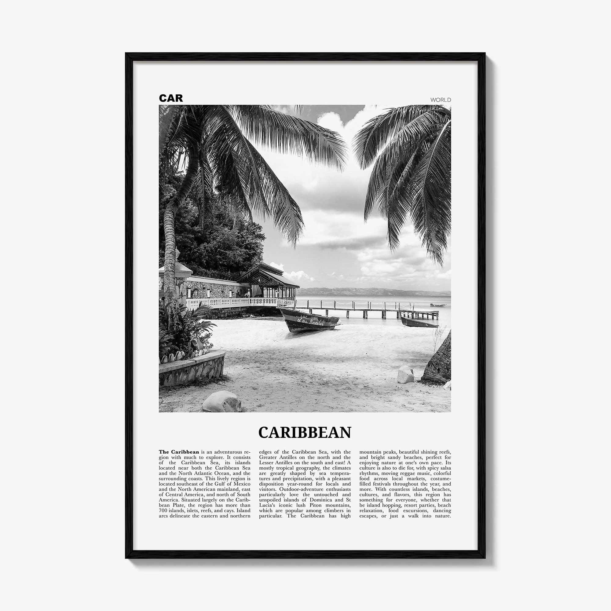 Caribbean Print Black and White No 1, Caribbean Wall Art, Caribbean Poster, Caribbean Photo, Caribbean Wall Decor, City Art Print
