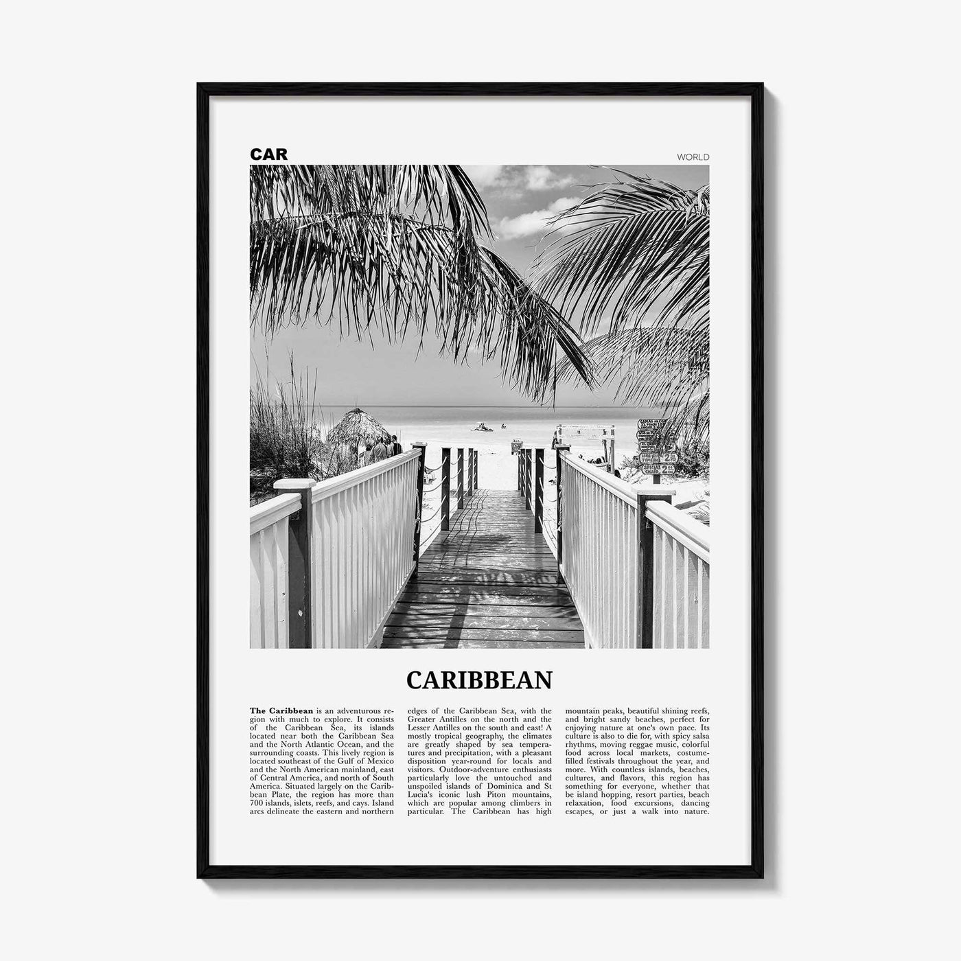 Caribbean Print Black and White No 2, Caribbean Wall Art, Caribbean Poster, Caribbean Photo, Caribbean Wall Decor, City Art Print