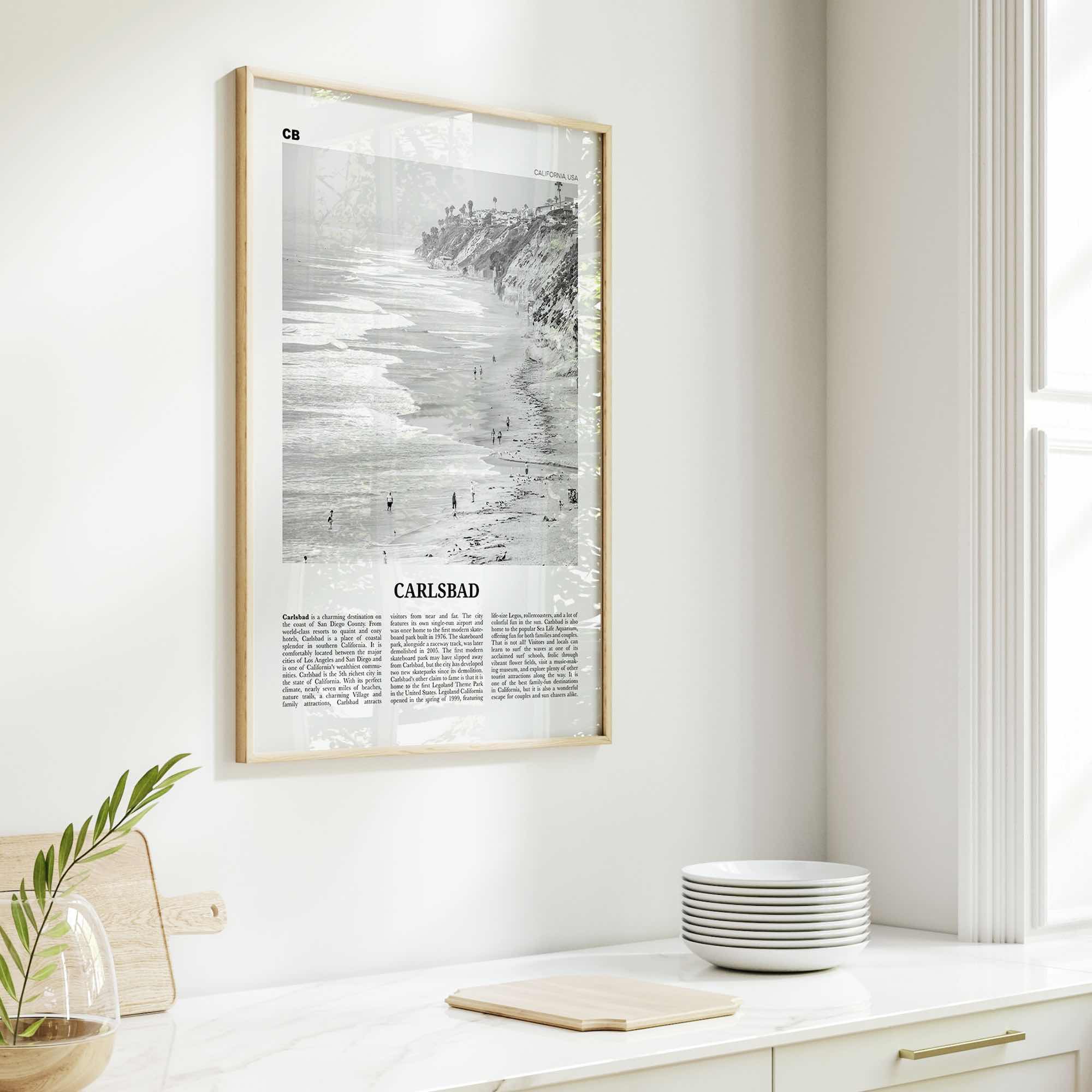 Carlsbad Print Black and White No 1, Carlsbad Wall Art, Carlsbad Poster, Carlsbad Photo, Carlsbad, California, USA, United States