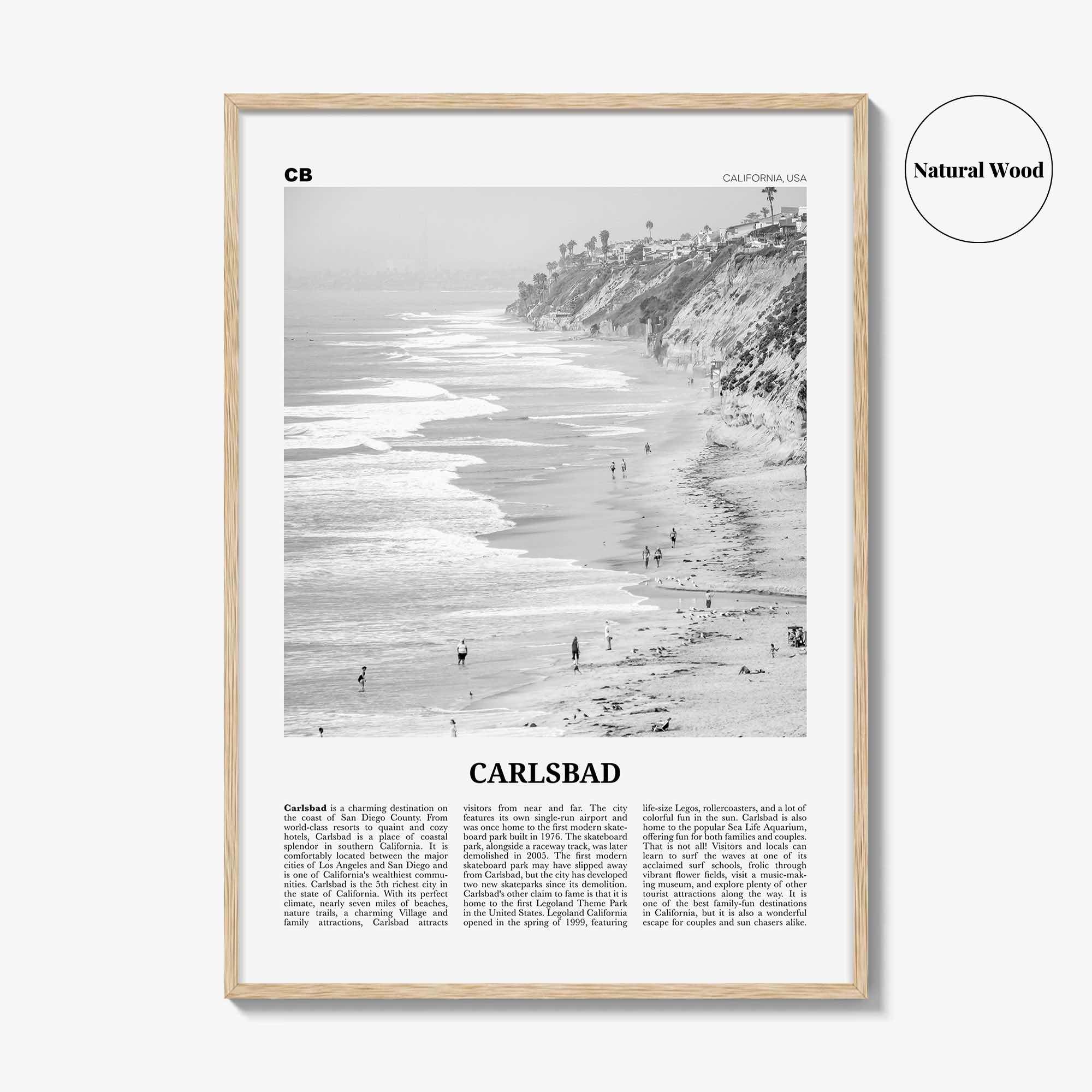 Carlsbad Print Black and White No 1, Carlsbad Wall Art, Carlsbad Poster, Carlsbad Photo, Carlsbad, California, USA, United States