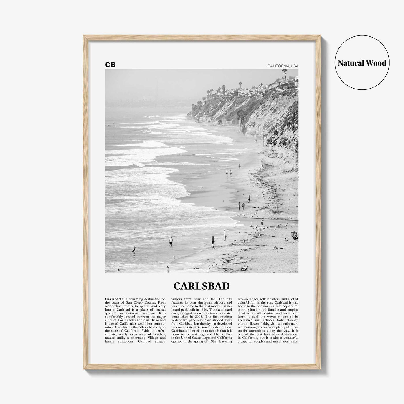 Carlsbad Print Black and White No 1, Carlsbad Wall Art, Carlsbad Poster, Carlsbad Photo, Carlsbad, California, USA, United States