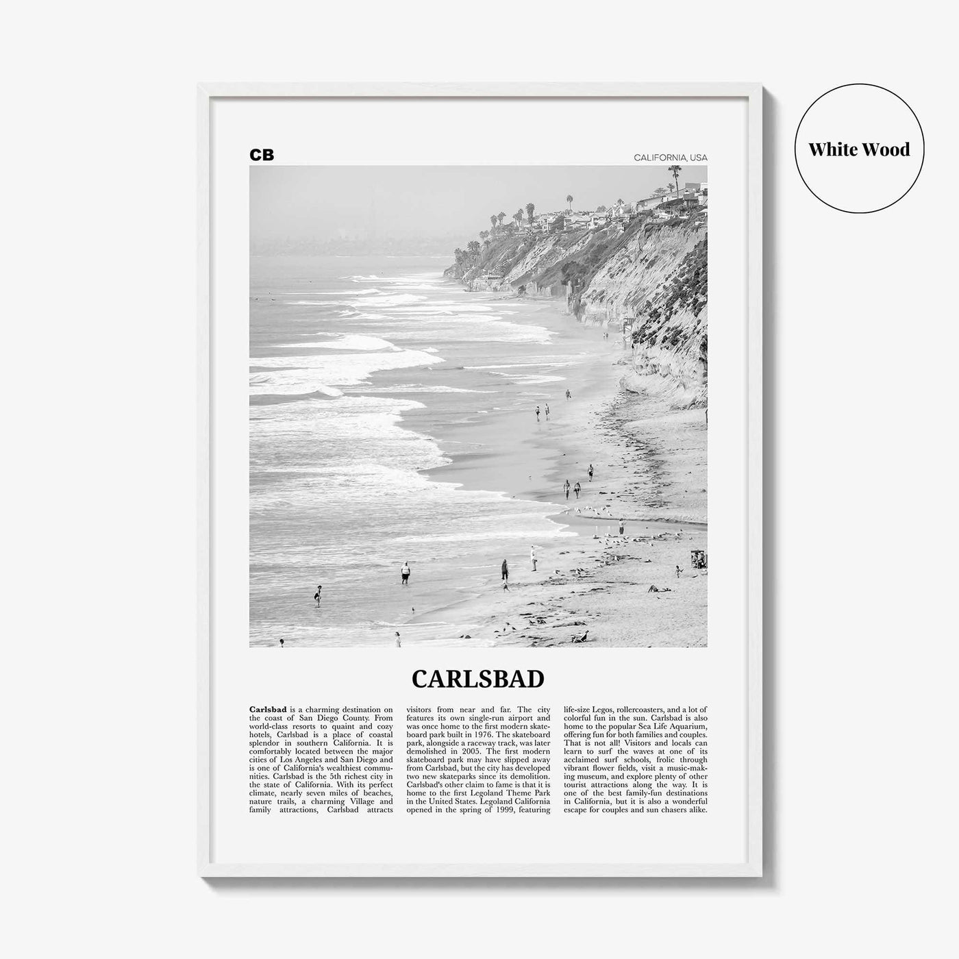 Carlsbad Print Black and White No 1, Carlsbad Wall Art, Carlsbad Poster, Carlsbad Photo, Carlsbad, California, USA, United States