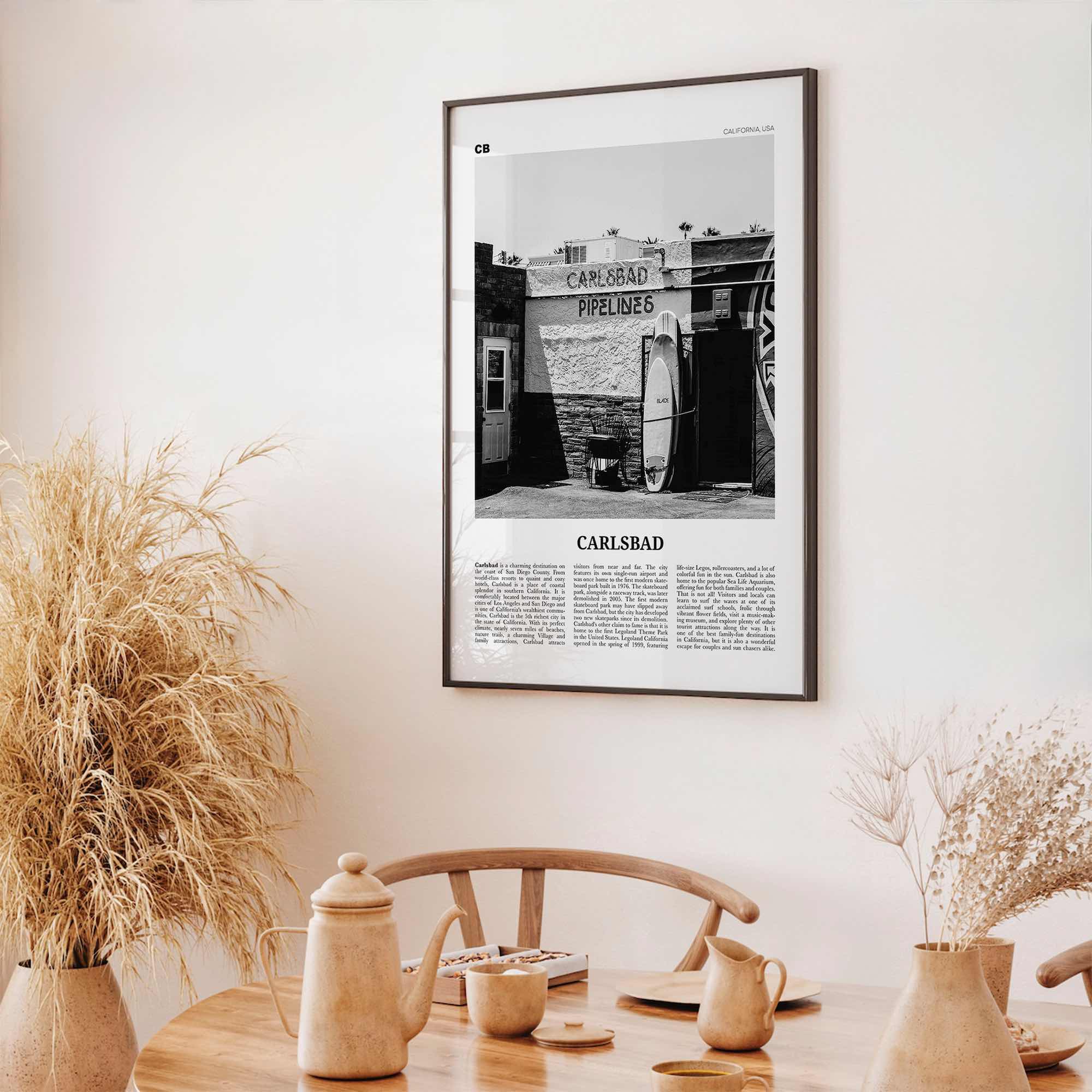 Carlsbad Print Black and White No 2, Carlsbad Wall Art, Carlsbad Poster, Carlsbad Photo, Carlsbad, California, USA, United States