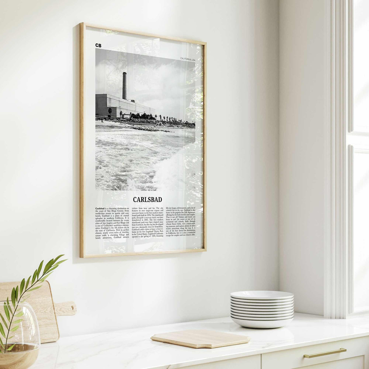 Carlsbad Print Black and White No 3, Carlsbad Wall Art, Carlsbad Poster, Carlsbad Photo, Carlsbad Wall Décor, Carlsbad Map, California, USA