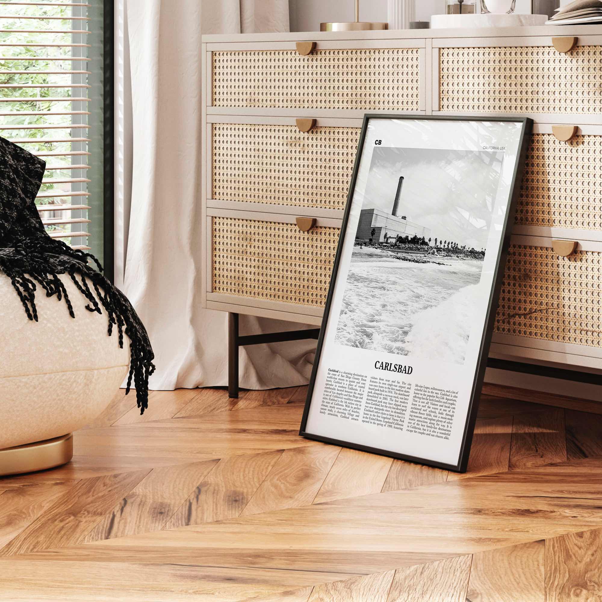 Carlsbad Print Black and White No 3, Carlsbad Wall Art, Carlsbad Poster, Carlsbad Photo, Carlsbad Wall Décor, Carlsbad Map, California, USA