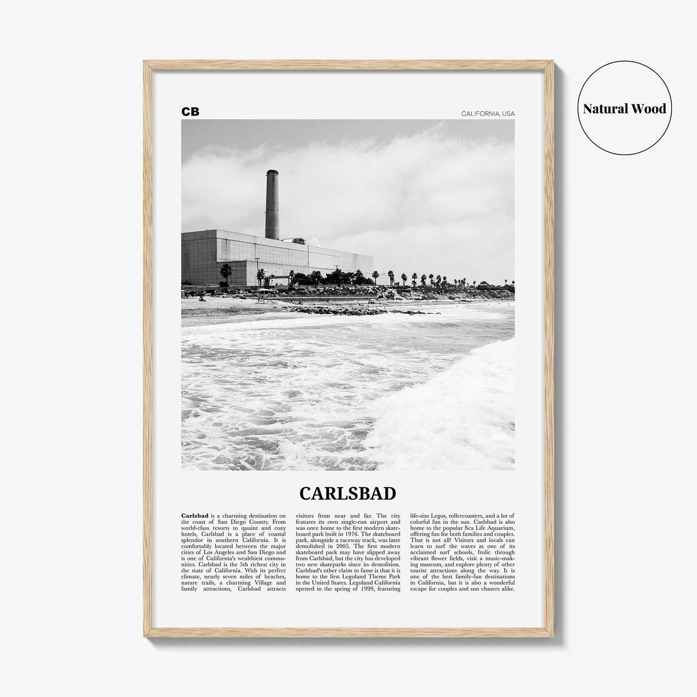 Carlsbad Print Black and White No 3, Carlsbad Wall Art, Carlsbad Poster, Carlsbad Photo, Carlsbad Wall Décor, Carlsbad Map, California, USA