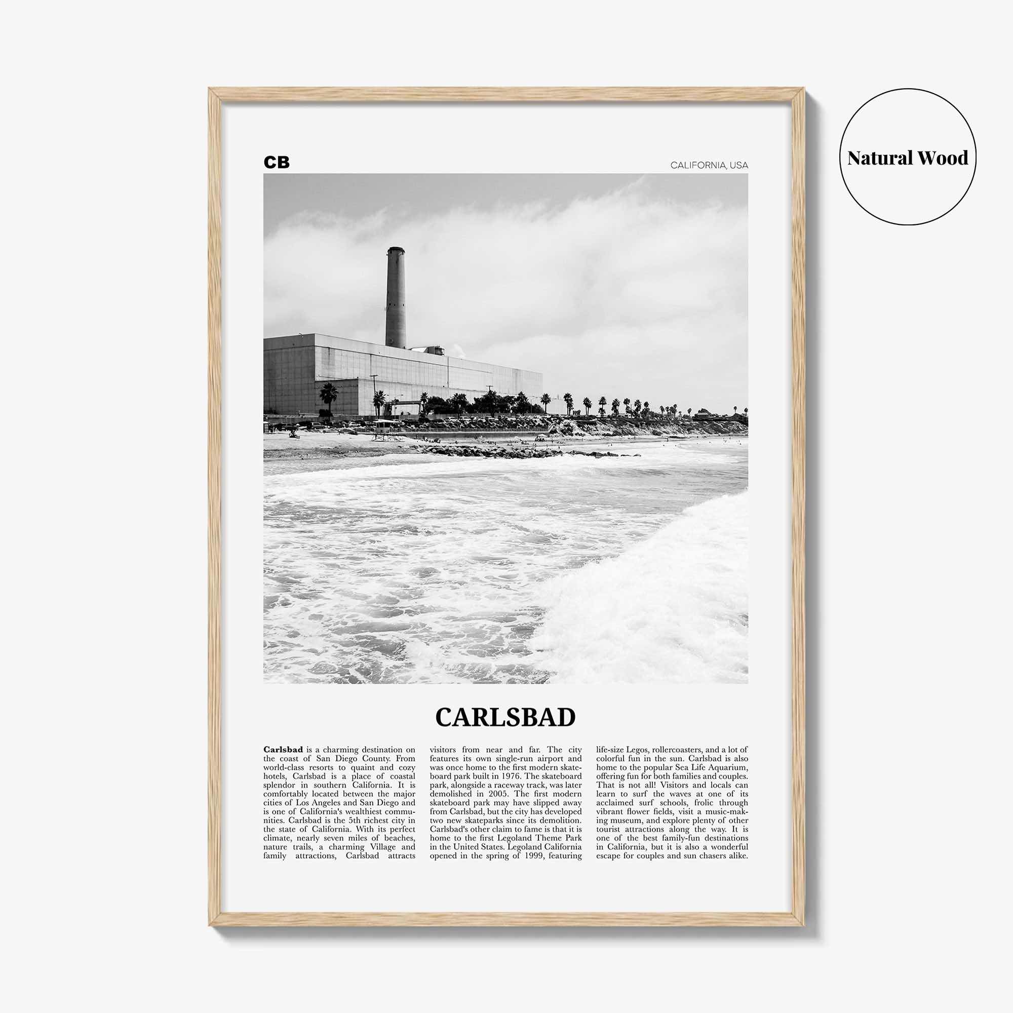 Carlsbad Print Black and White No 3, Carlsbad Wall Art, Carlsbad Poster, Carlsbad Photo, Carlsbad Wall Décor, Carlsbad Map, California, USA