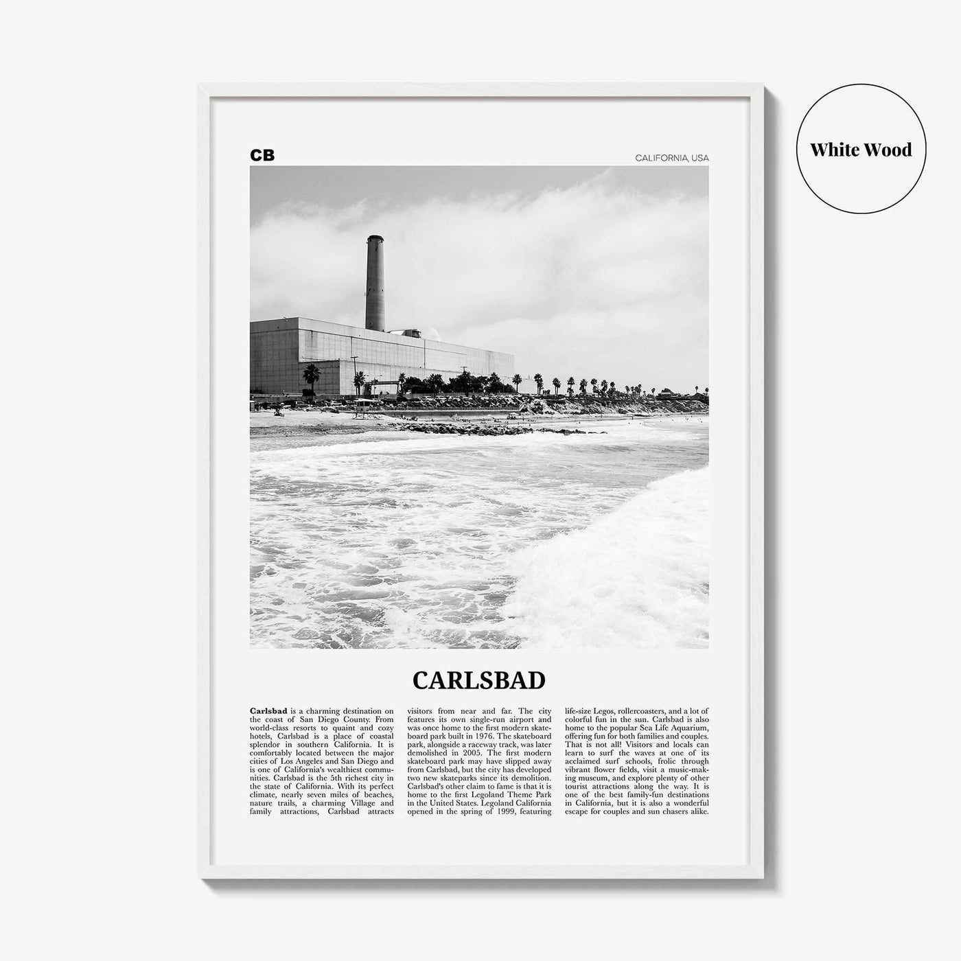 Carlsbad Print Black and White No 3, Carlsbad Wall Art, Carlsbad Poster, Carlsbad Photo, Carlsbad Wall Décor, Carlsbad Map, California, USA