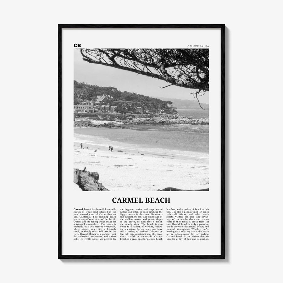 Carmel Beach Print Black and White, Carmel Beach Wall Art, Carmel Beach Poster, Carmel Beach Photo, Carmel Beach Décor, Carmel Beach Map