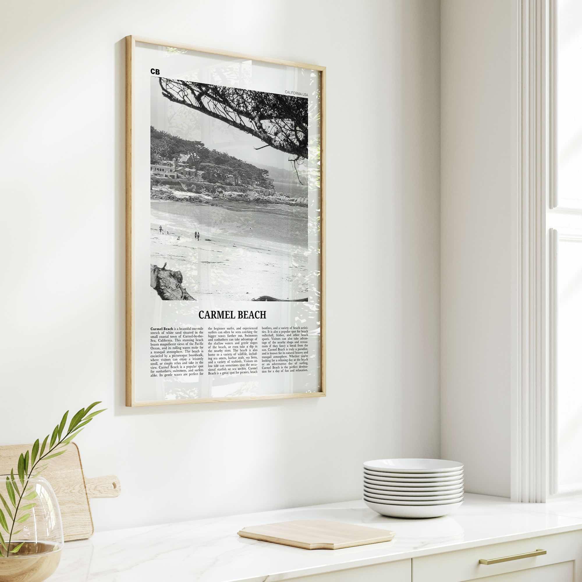 Carmel Beach Print Black and White, Carmel Beach Wall Art, Carmel Beach Poster, Carmel Beach Photo, Carmel Beach Décor, Carmel Beach Map