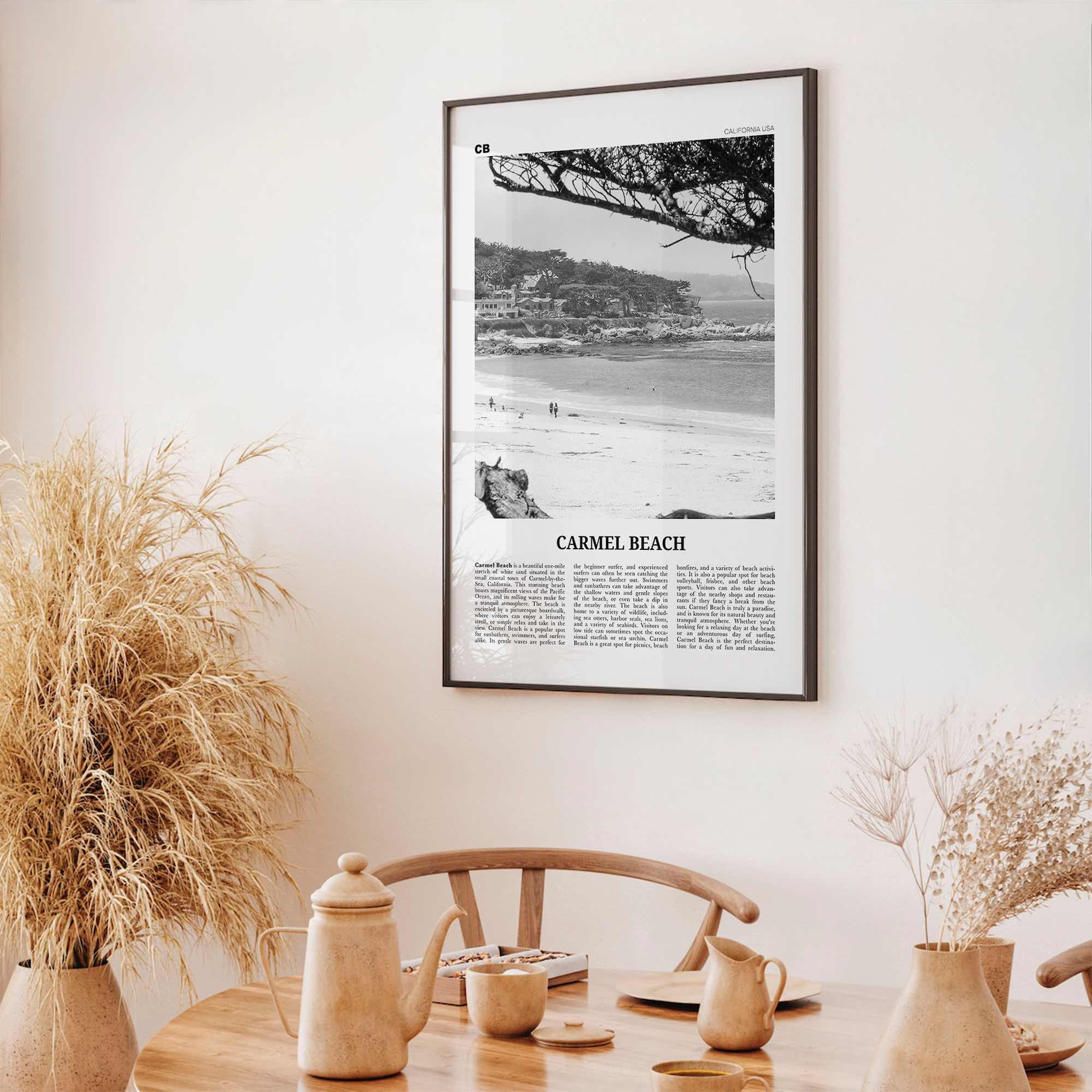 Carmel Beach Print Black and White, Carmel Beach Wall Art, Carmel Beach Poster, Carmel Beach Photo, Carmel Beach Décor, Carmel Beach Map