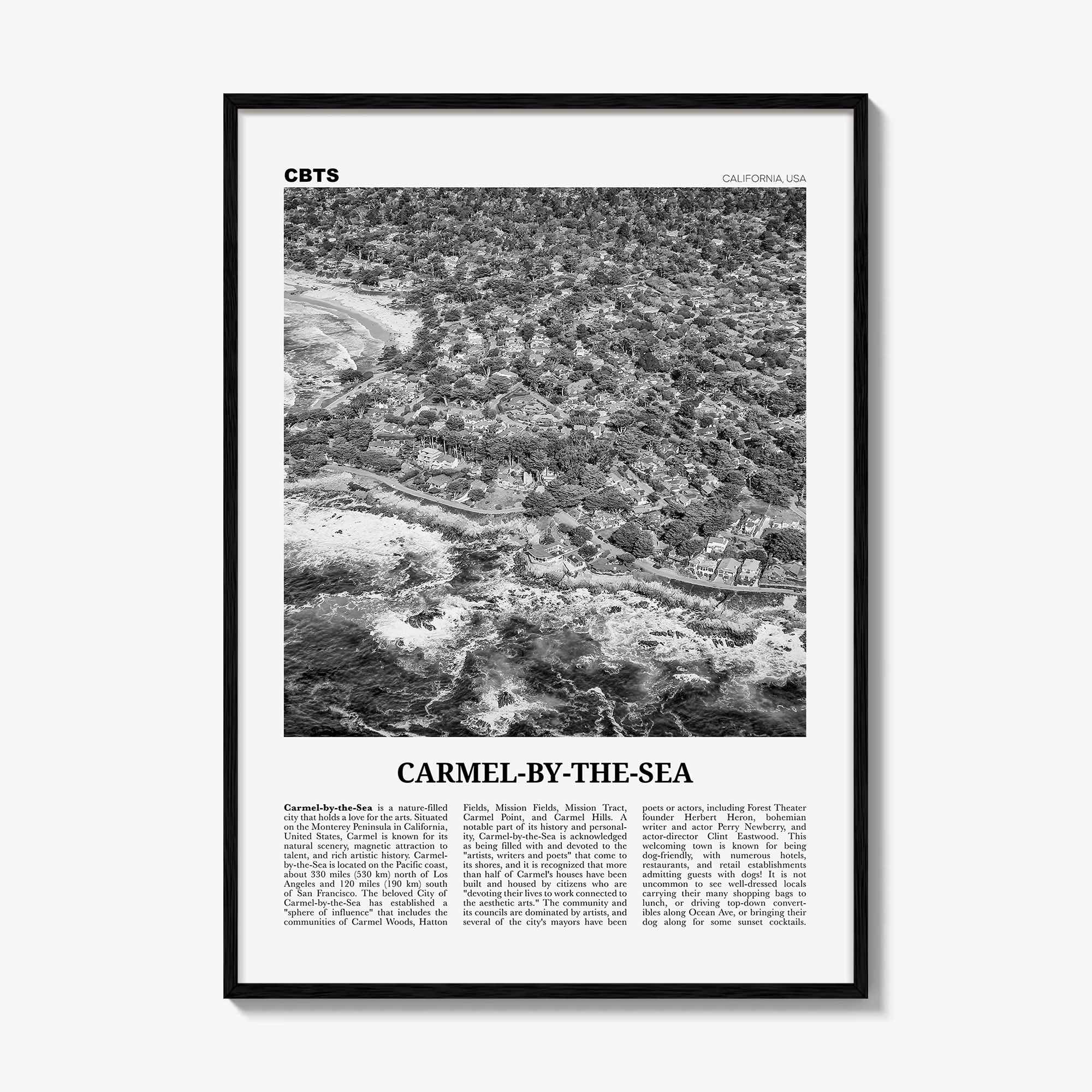 Carmel By The Sea Print Black and White, Carmel Wall Art, Carmel Poster, Carmel Photo, California, USA, United States, North America
