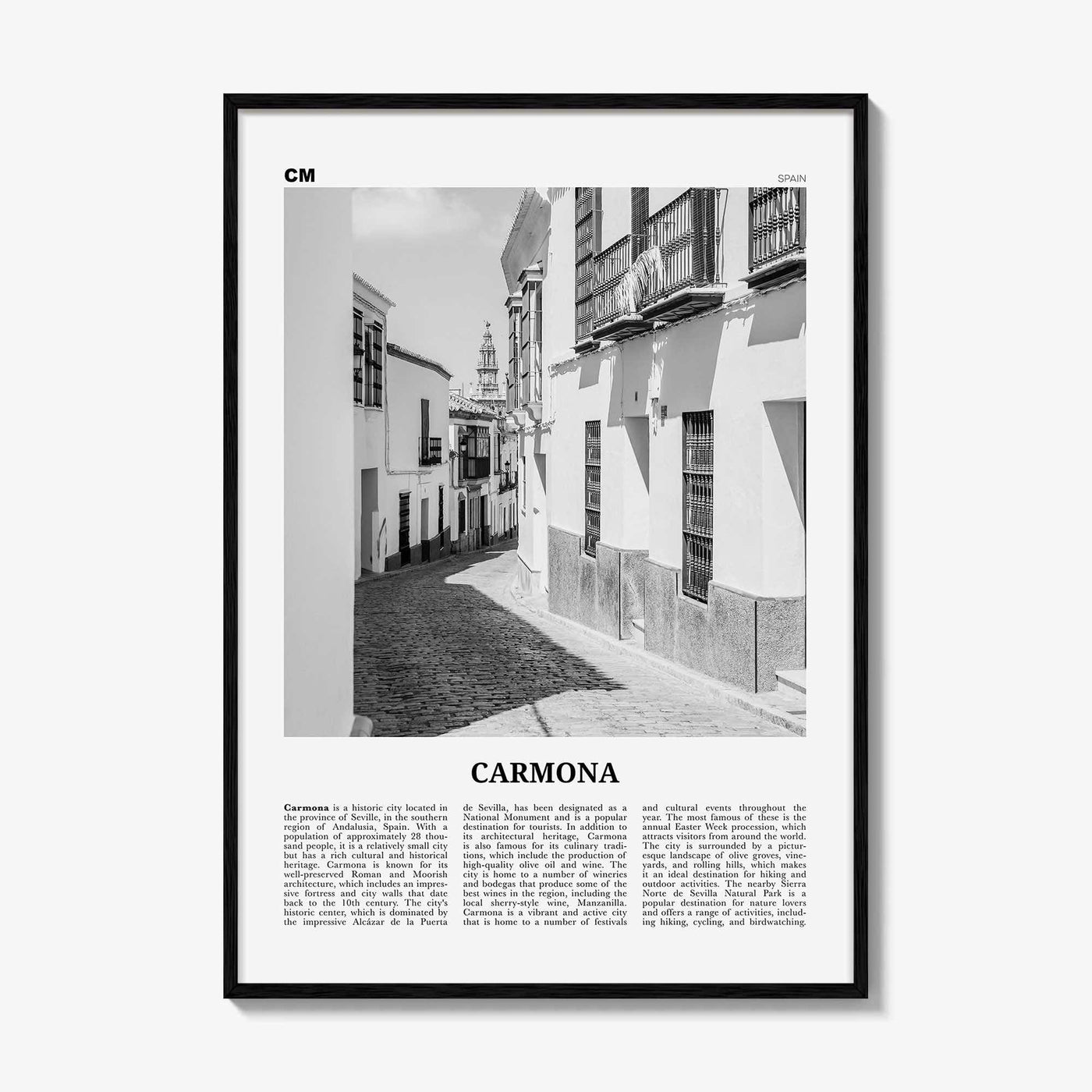 Carmona Print Black and White, Carmona Wall Art, Carmona Poster, Carmona Photo, Carmona Wall Décor, Carmona Map, Spain