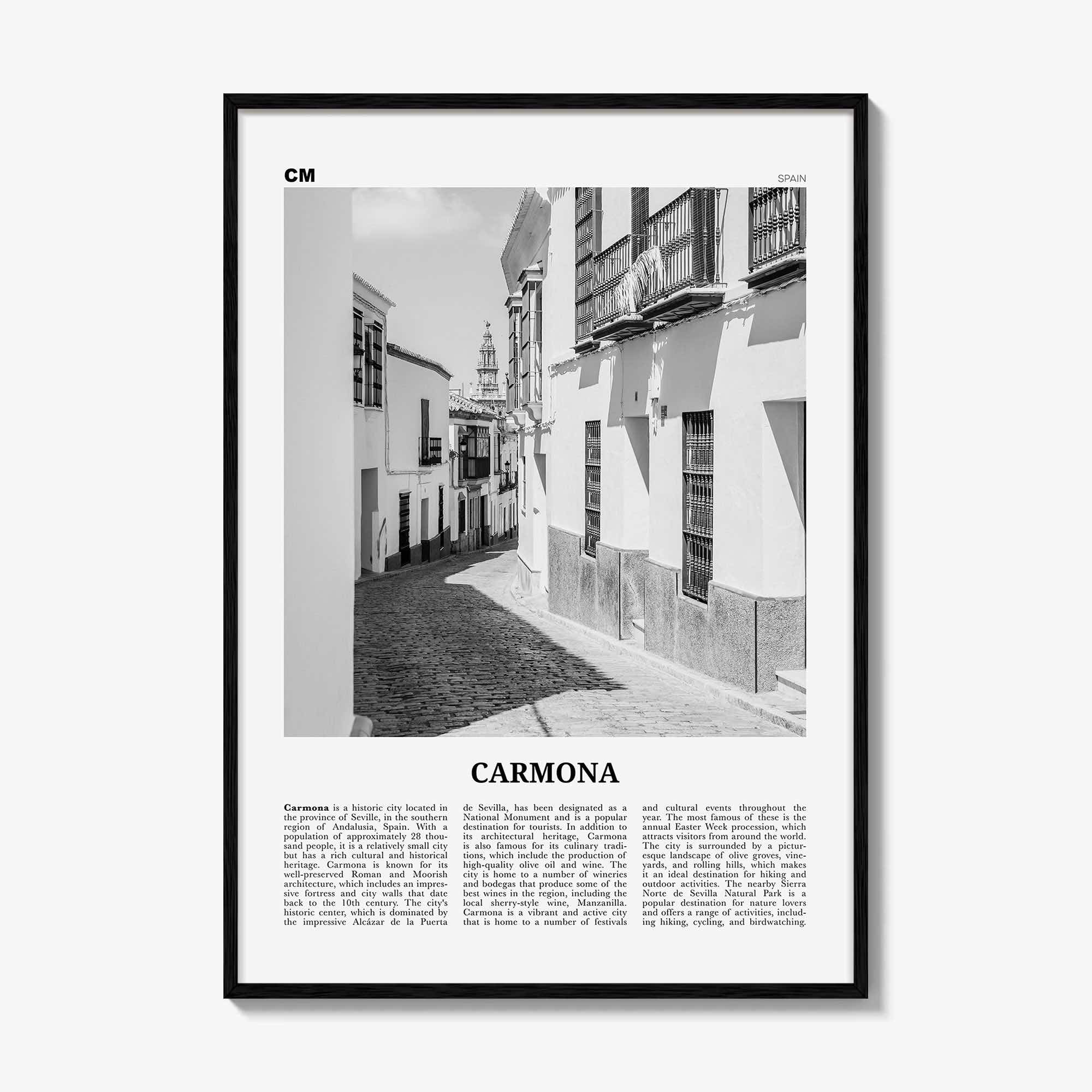 Carmona Print Black and White, Carmona Wall Art, Carmona Poster, Carmona Photo, Carmona Wall Décor, Carmona Map, Spain
