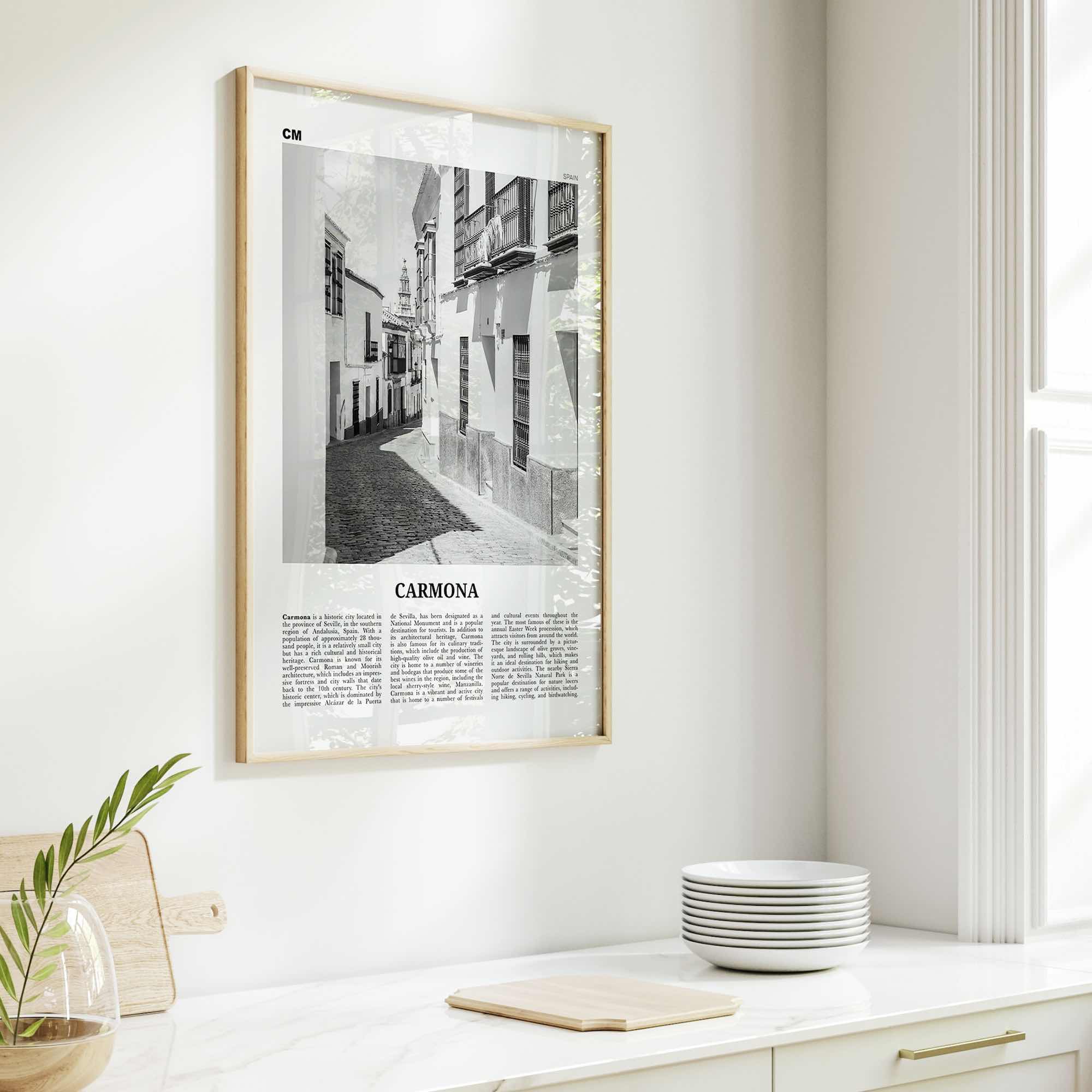 Carmona Print Black and White, Carmona Wall Art, Carmona Poster, Carmona Photo, Carmona Wall Décor, Carmona Map, Spain